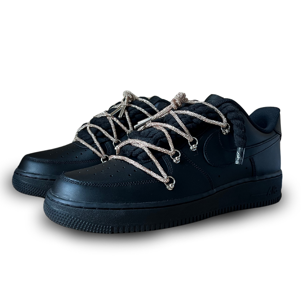 Nike Air Force 1 Black "Diamond" Rope Lace (Champagne) (új)