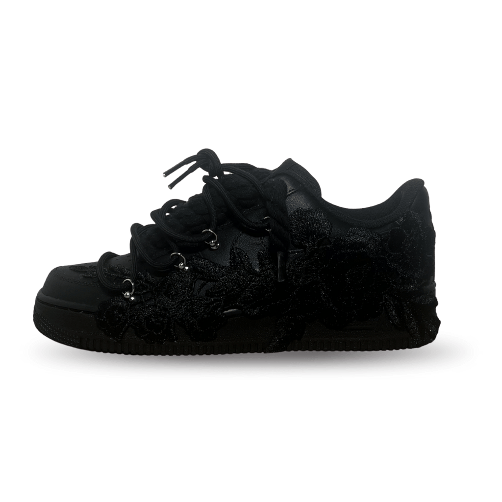 Nike Air Force 1 Black Rose Pure Black Laced Up