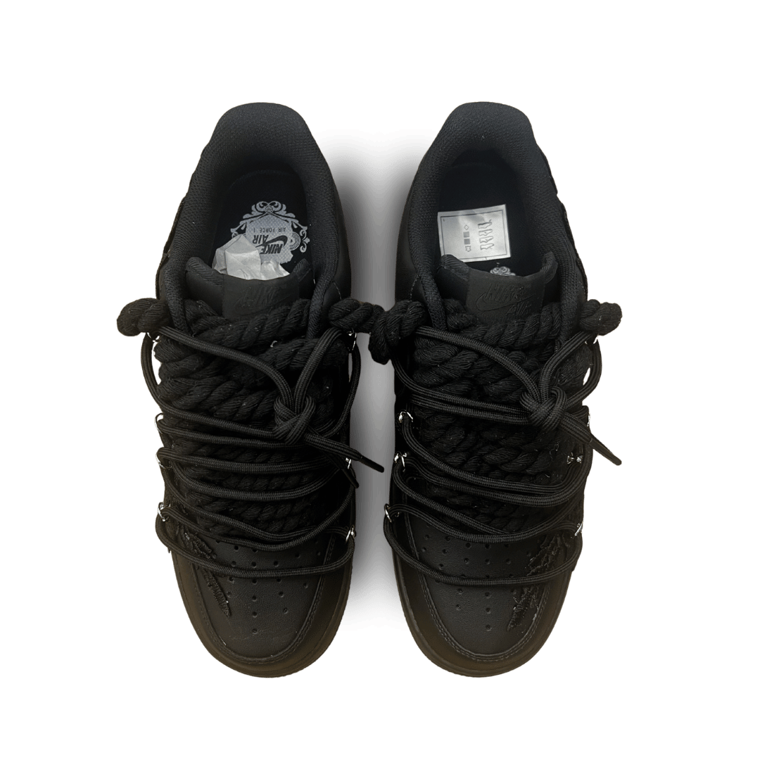 Nike Air Force 1 Black Rose Pure Black Laced Up