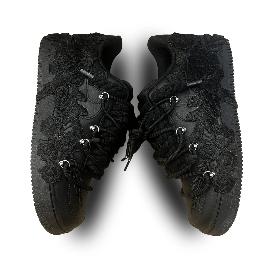 Nike Air Force 1 Black Rose Pure Black Laced Up