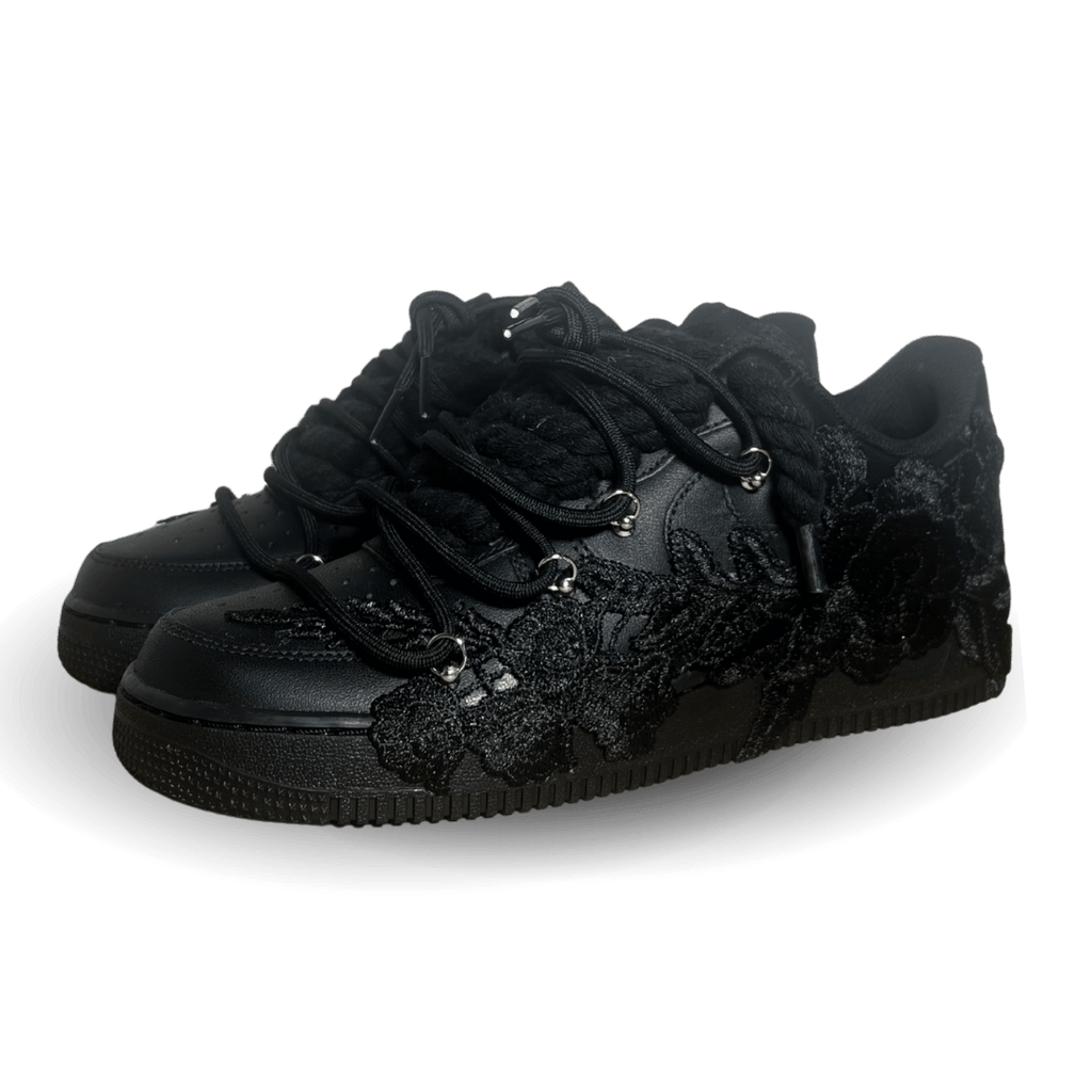 Nike Air Force 1 Black Rose Pure Black Laced Up