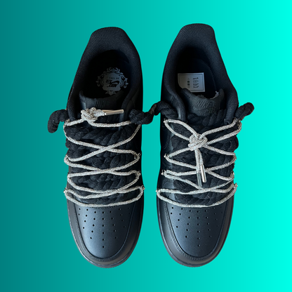 Nike Air Force 1 Black "Diamond" Rope Lace (White) (új)