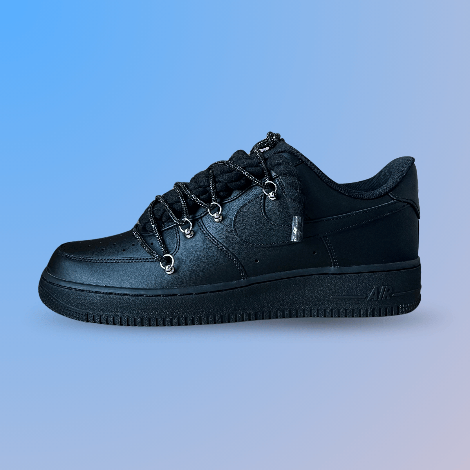 Nike Air Force 1 Black "Diamond" Rope Lace Black