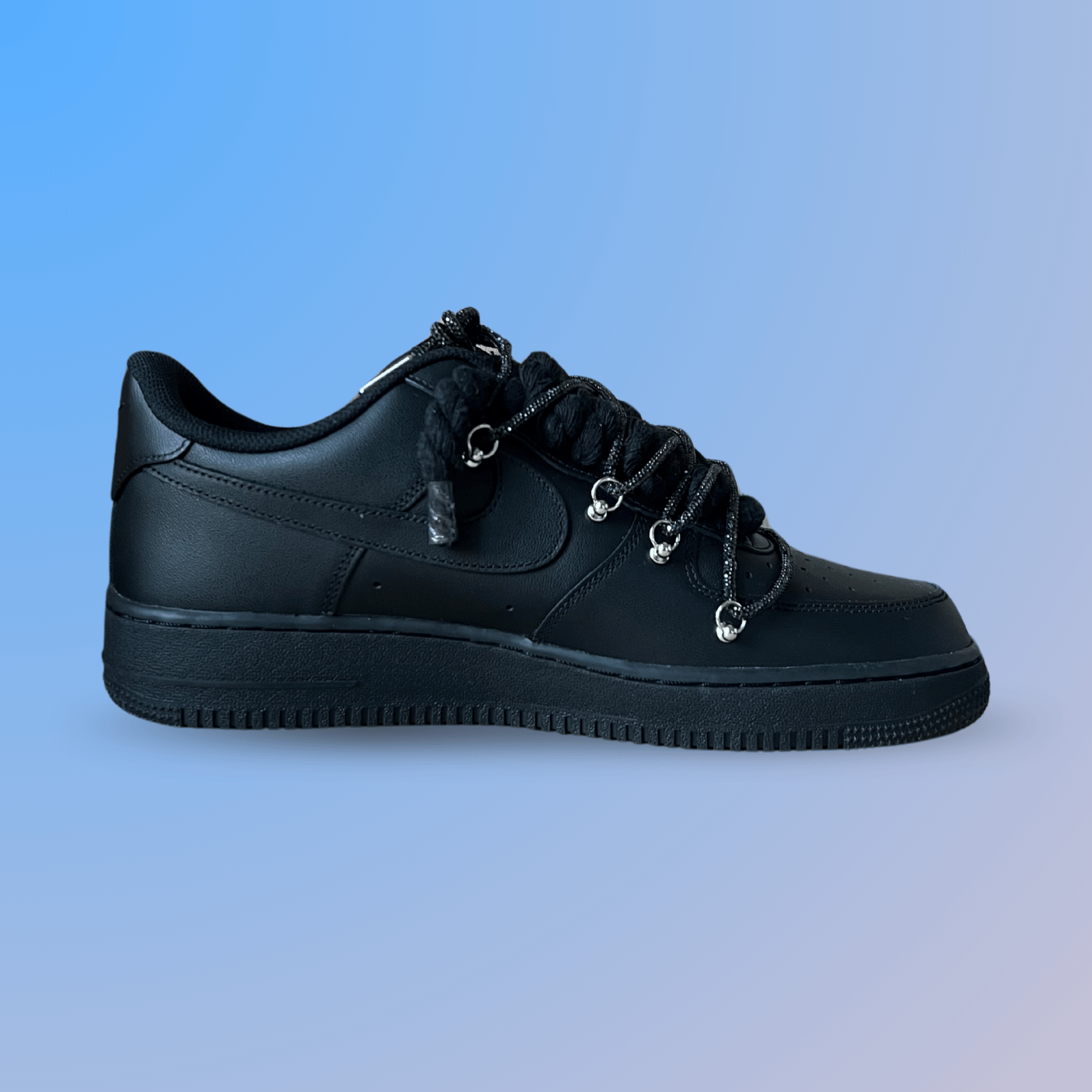 Nike Air Force 1 Black "Diamond" Rope Lace Black