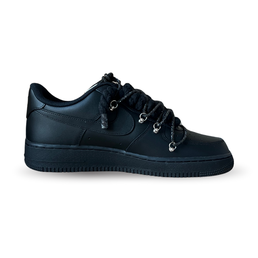 Nike Air Force 1 Black "Diamond" Rope Lace Black