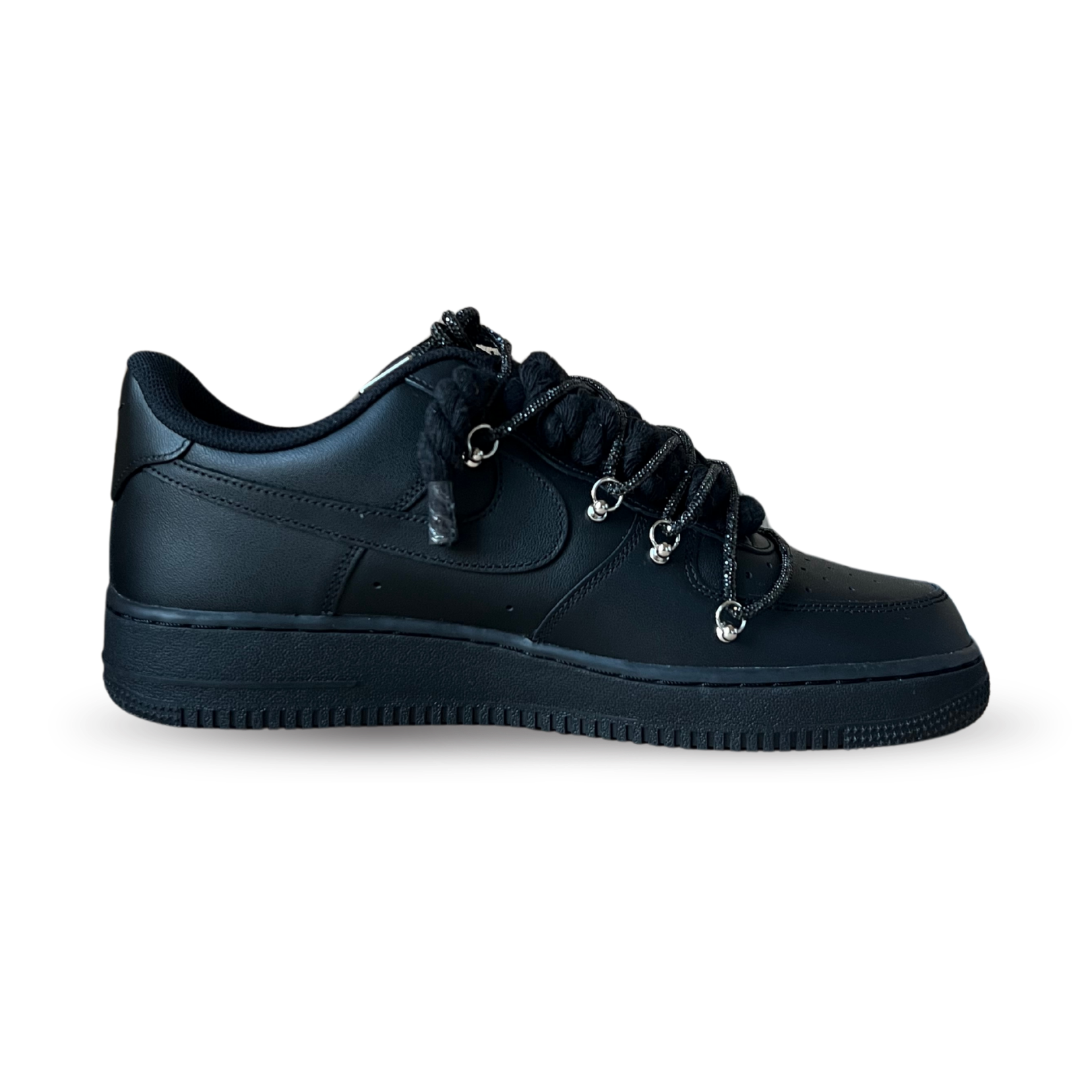 Nike Air Force 1 Black "Diamond" Rope Lace Black