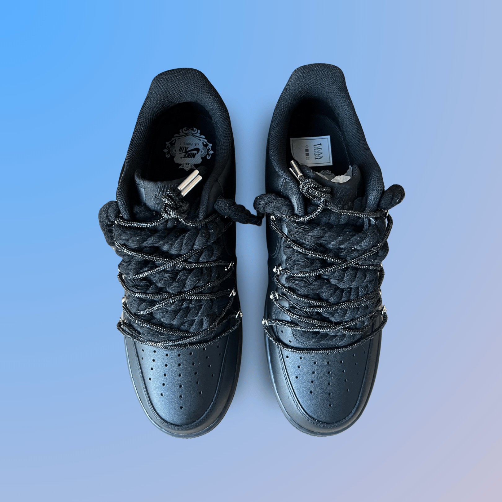 Nike Air Force 1 Black "Diamond" Rope Lace Black