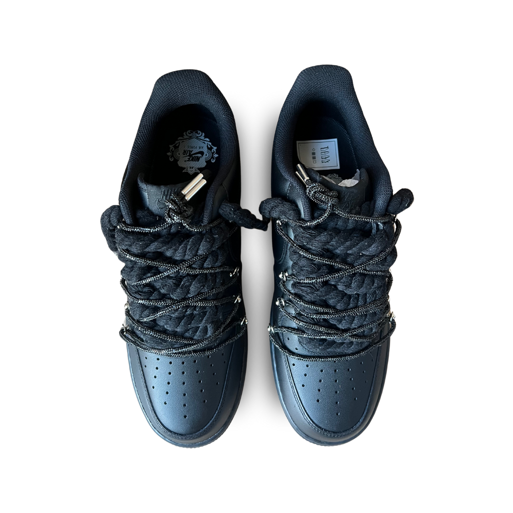 Nike Air Force 1 Black "Diamond" Rope Lace Black
