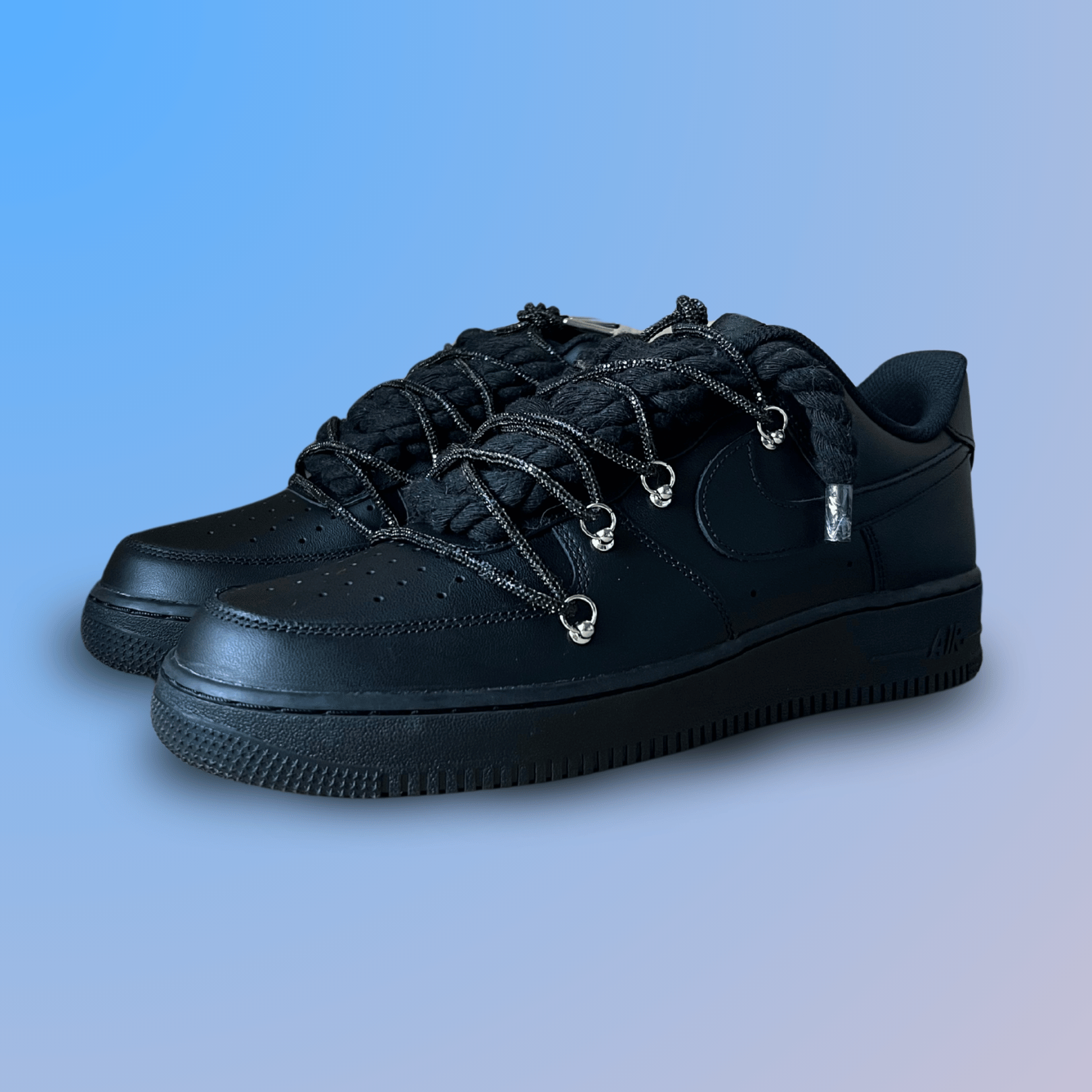 Nike Air Force 1 Black "Diamond" Rope Lace Black