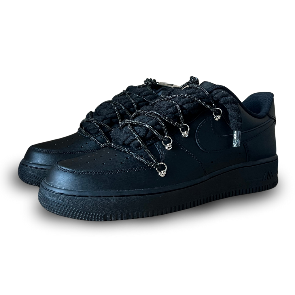 Nike Air Force 1 Black "Diamond" Rope Lace Black