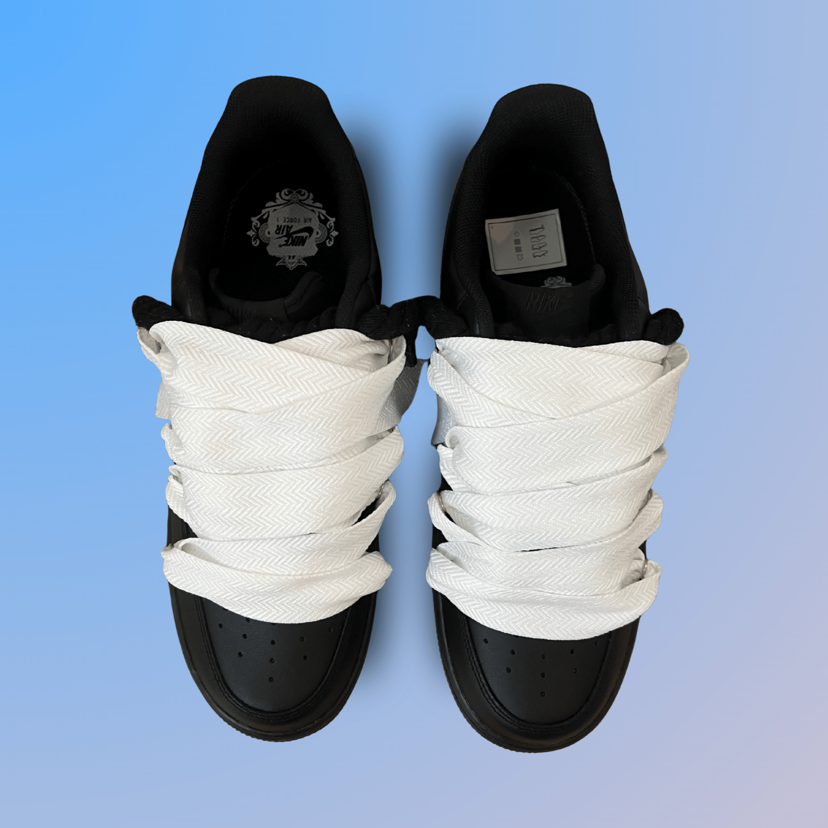 Nike Air Force 1 Black Lanvin Rope Lace White