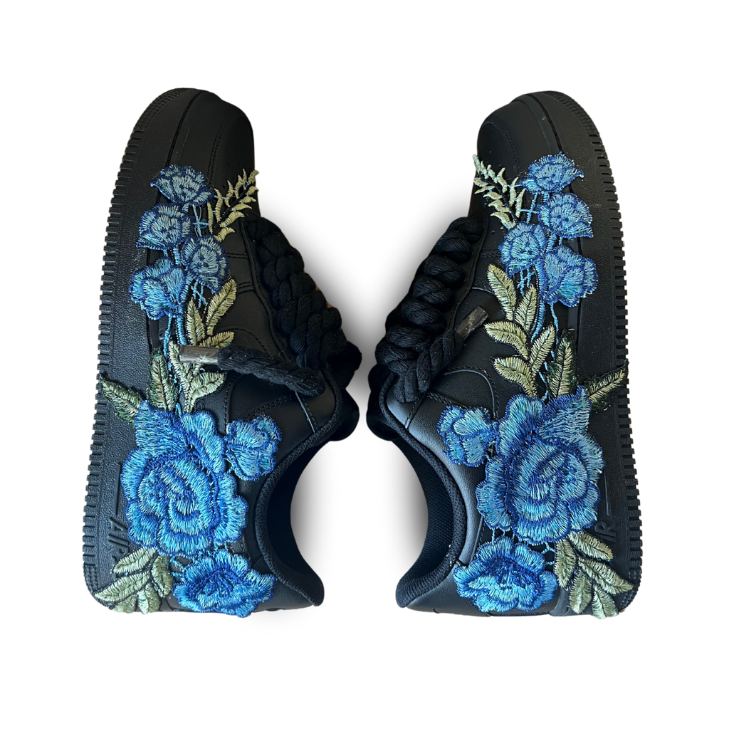 Nike Air Force 1 '07 Black Chunky Rope Lace Blue Rose