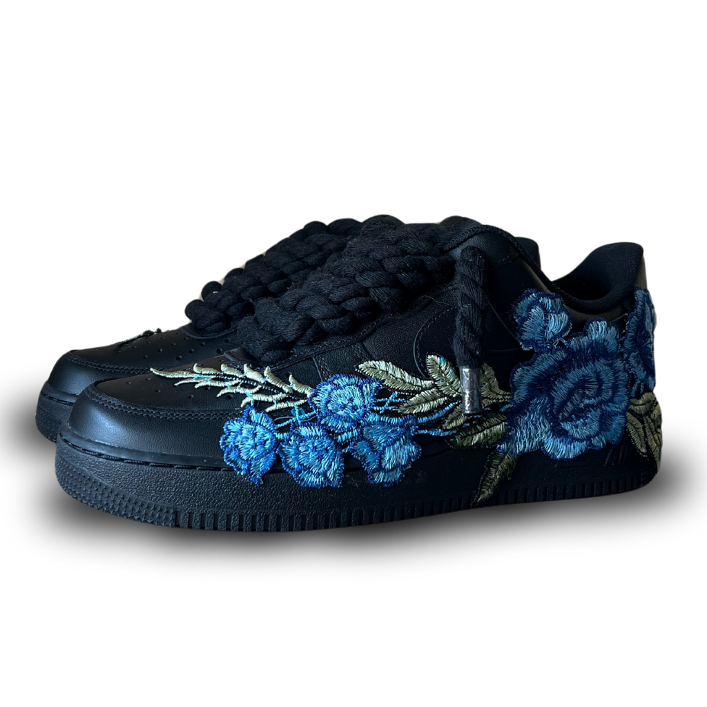 Nike Air Force 1 '07 Black Chunky Rope Lace Blue Rose