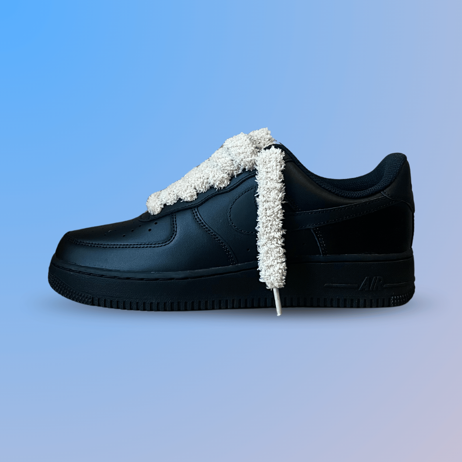 Nike Air Force 1 Black Fluffy Lace (Coral) (new)