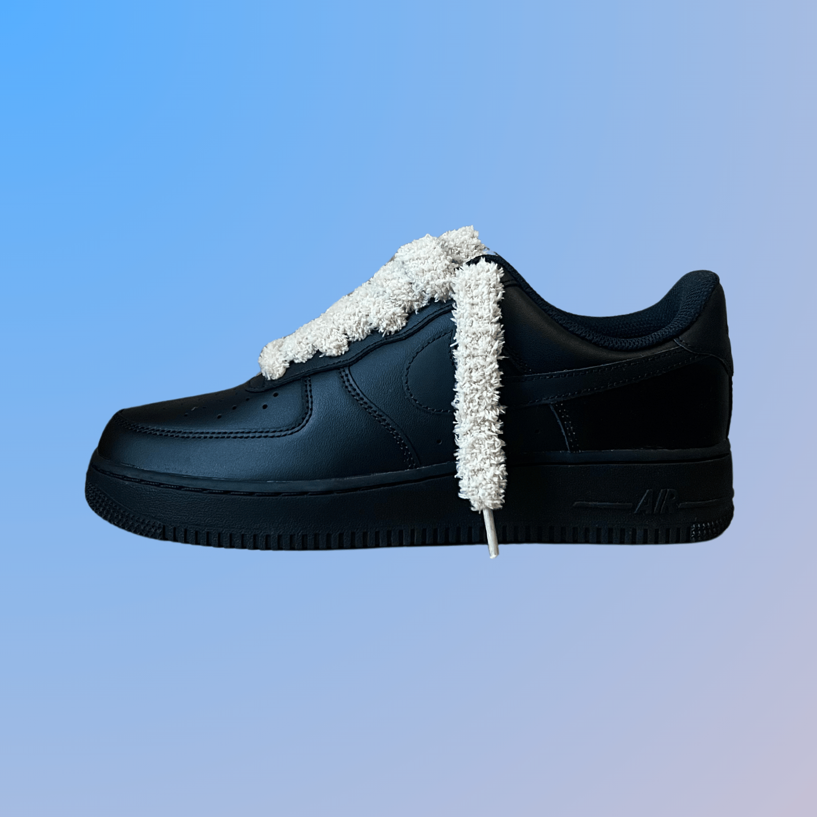 Nike Air Force 1 Black Fluffy Lace (Coral)