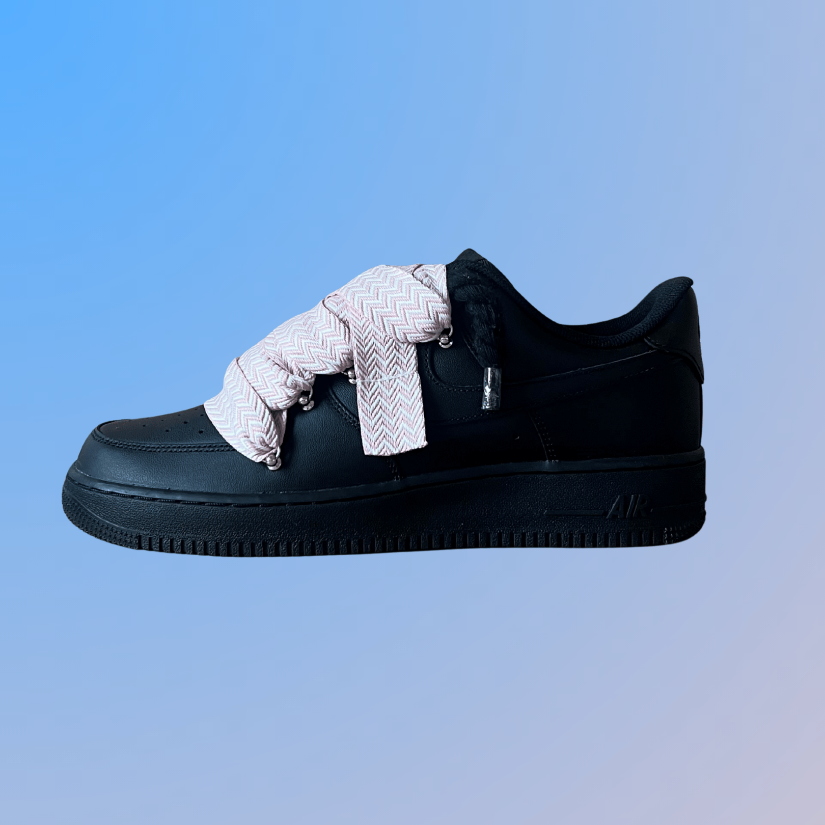 Nike Air Force 1 Black Lanvin Rope Lace (Pink)