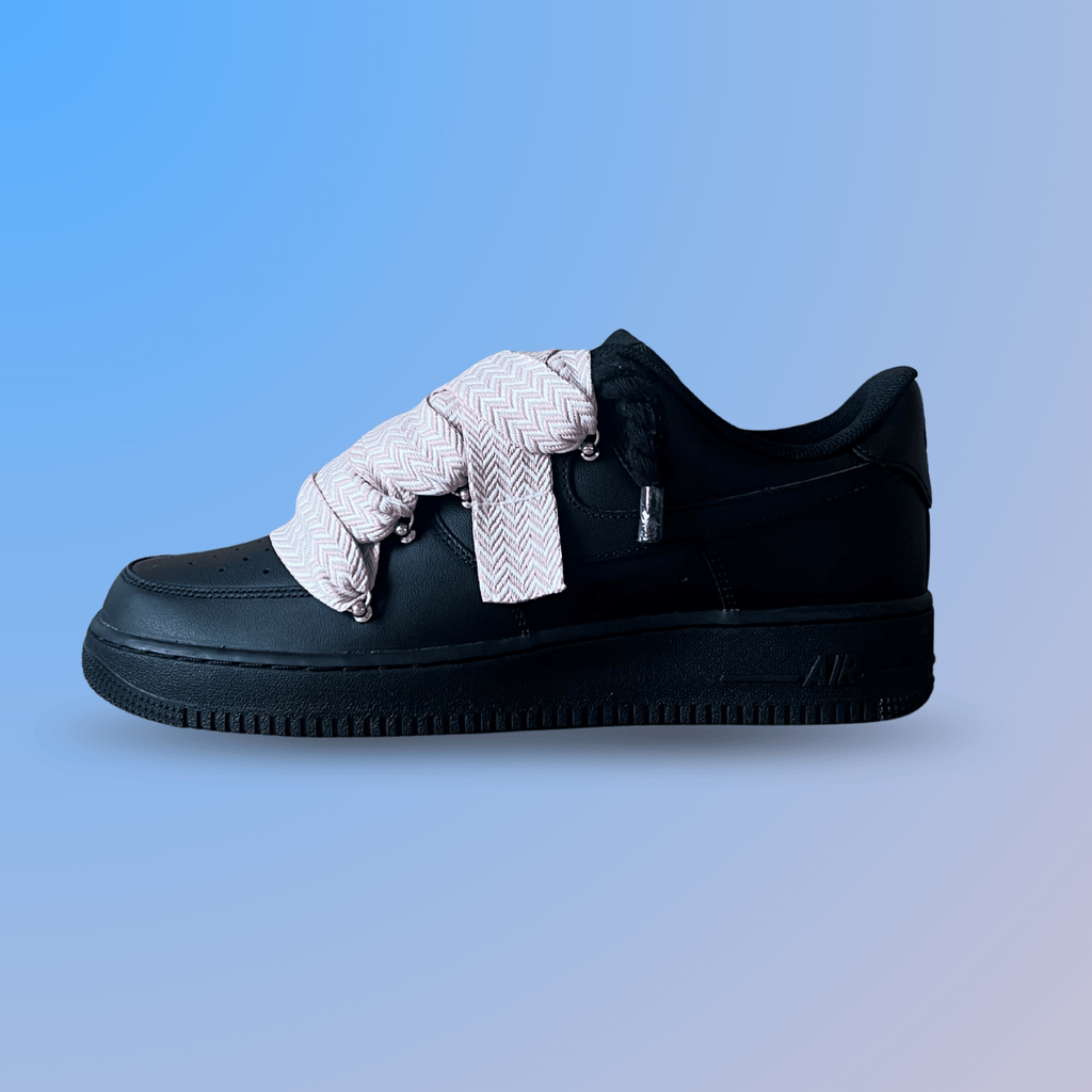 Nike Air Force 1 Black Lanvin Rope Lace Pink