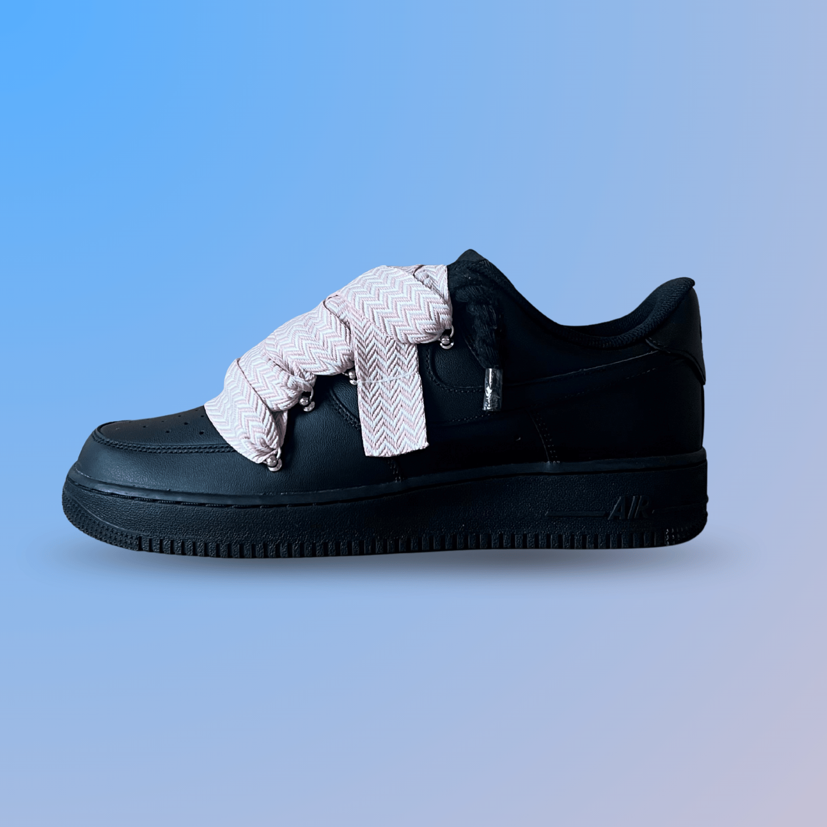 Nike Air Force 1 Black Lanvin Rope Lace Pink