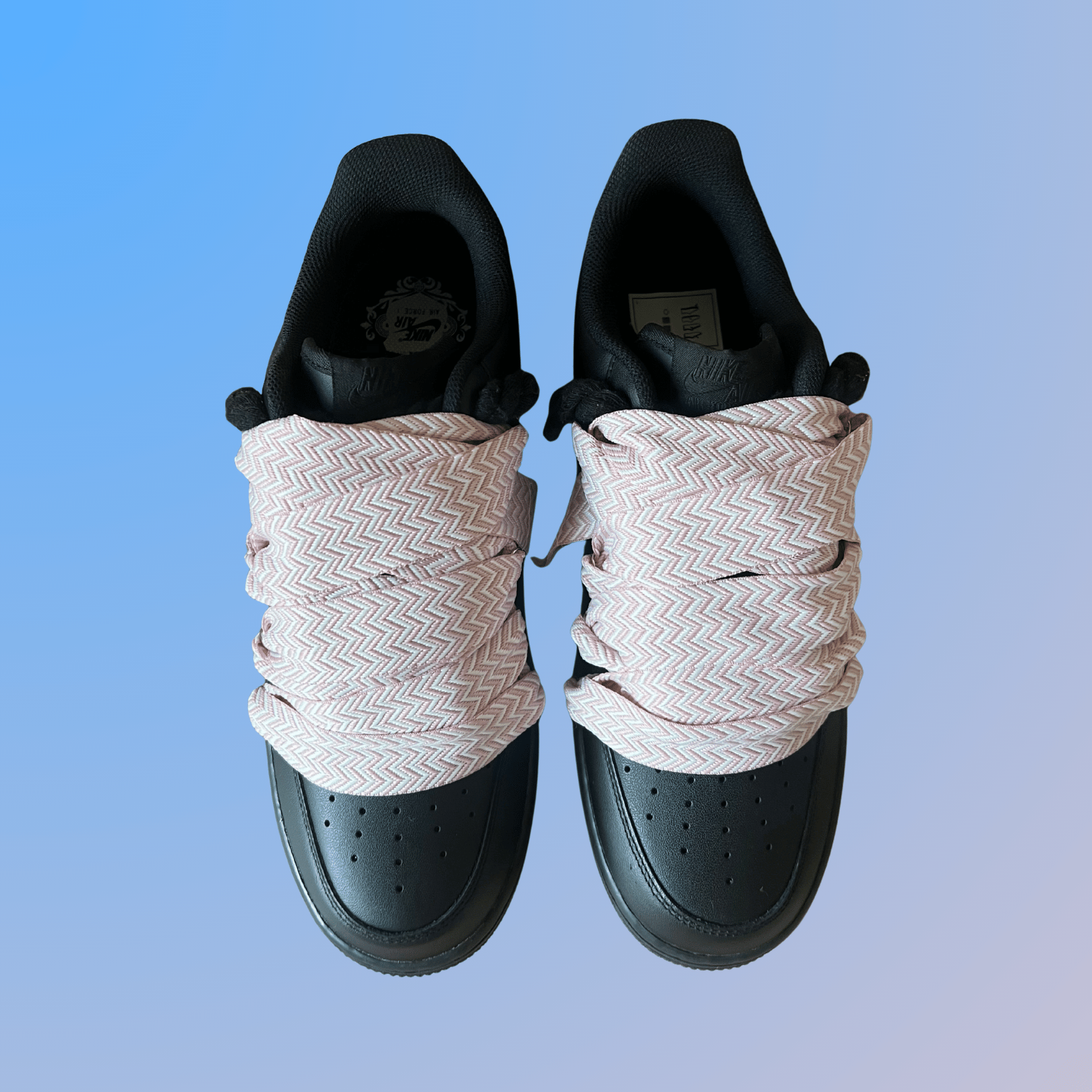 Nike Air Force 1 Black Lanvin Rope Lace (Pink)