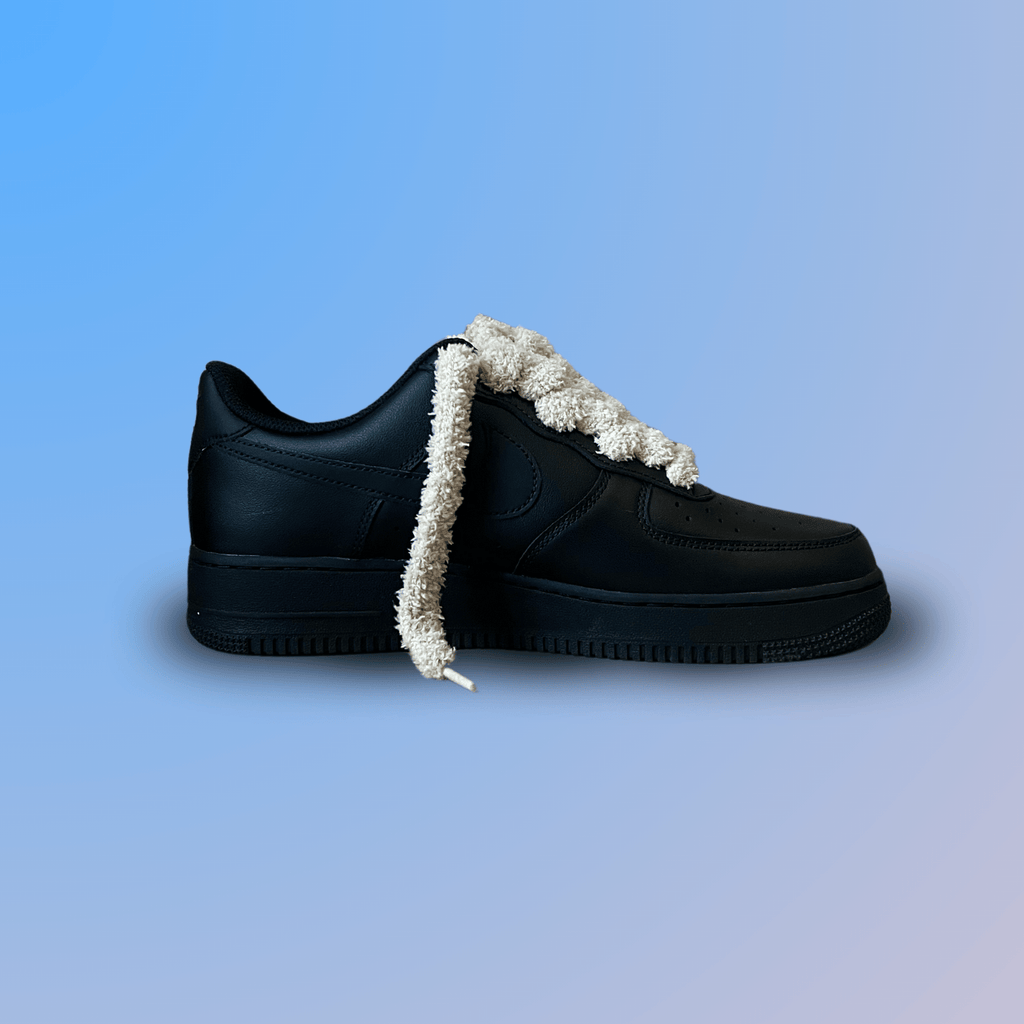 Nike Air Force 1 Black Fluffy Lace Coral