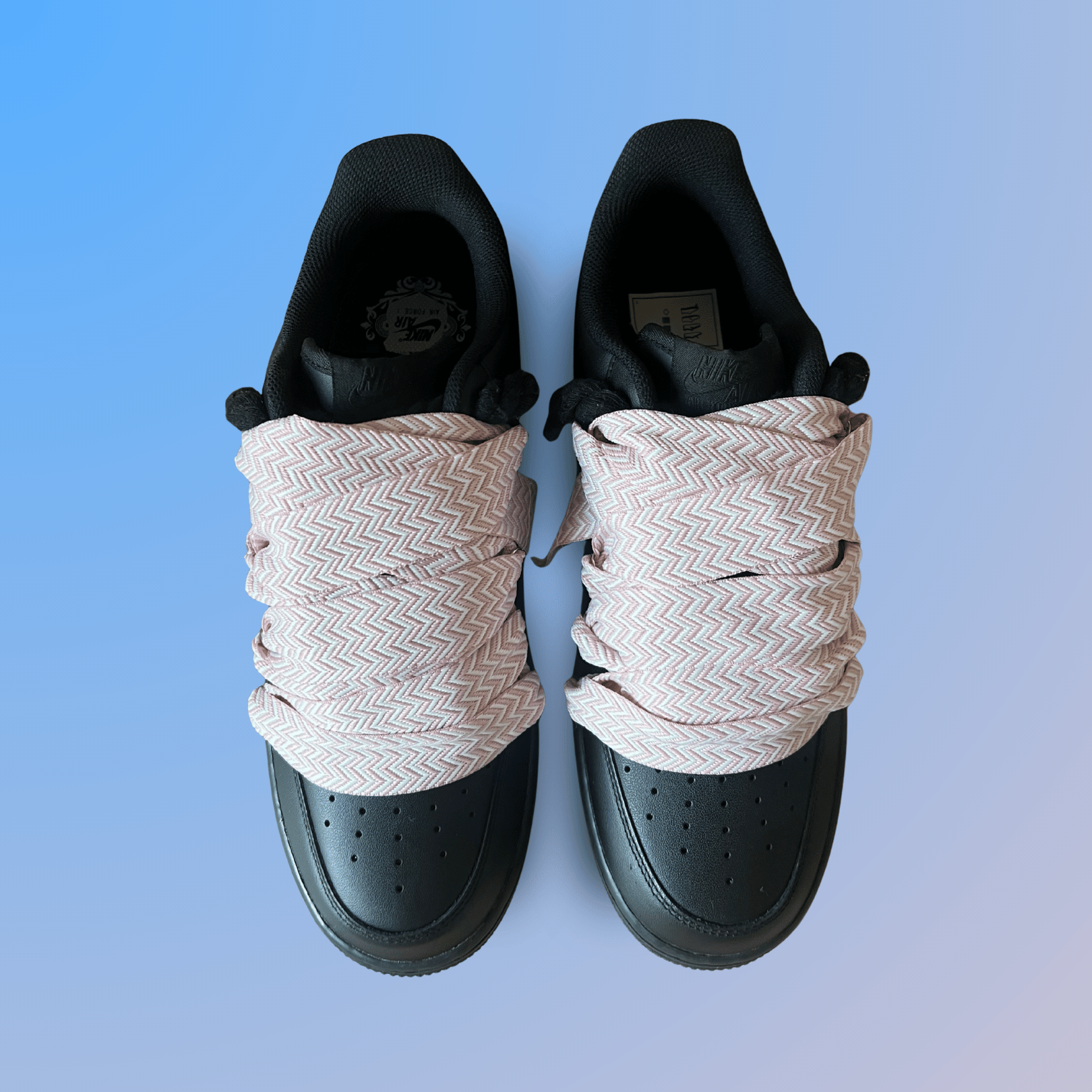 Nike Air Force 1 Black Lanvin Rope Lace Pink