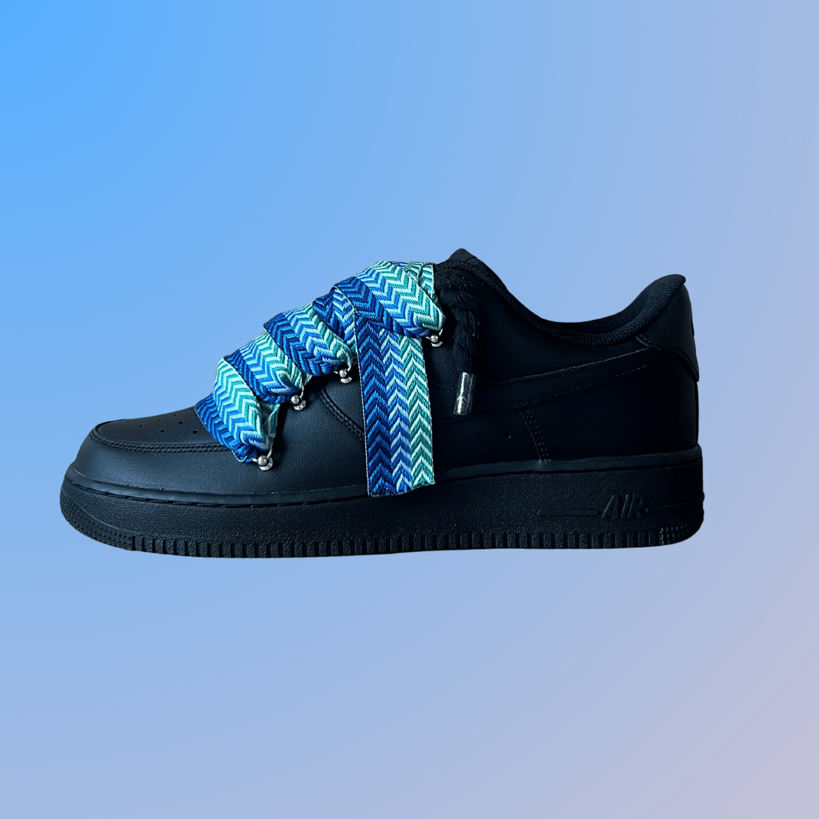 Nike Air Force 1 Black Lanvin Rope Lace (Blue Black)