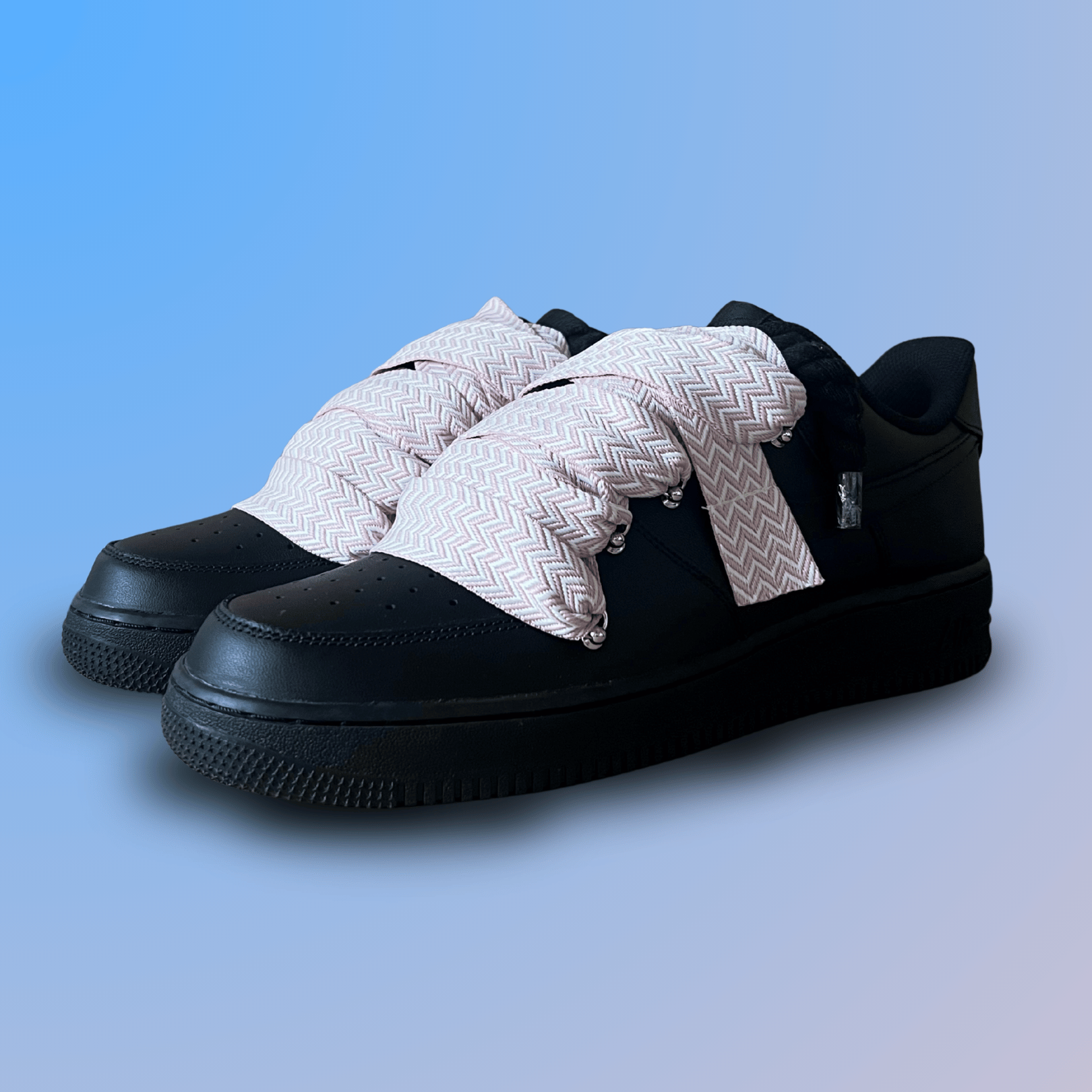 Nike Air Force 1 Black Lanvin Rope Lace Pink
