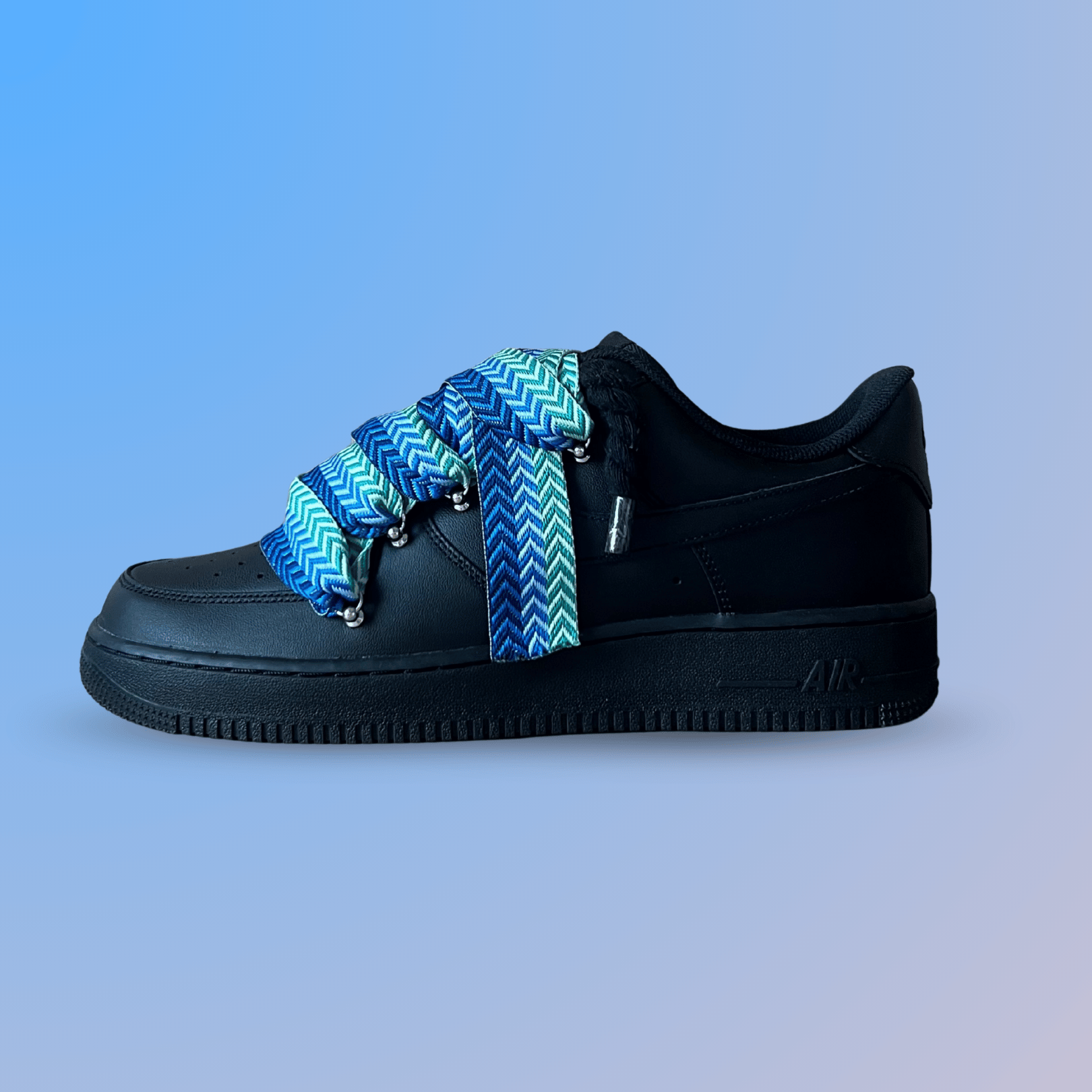 Nike Air Force 1 Black Lanvin Rope Lace Blue Black
