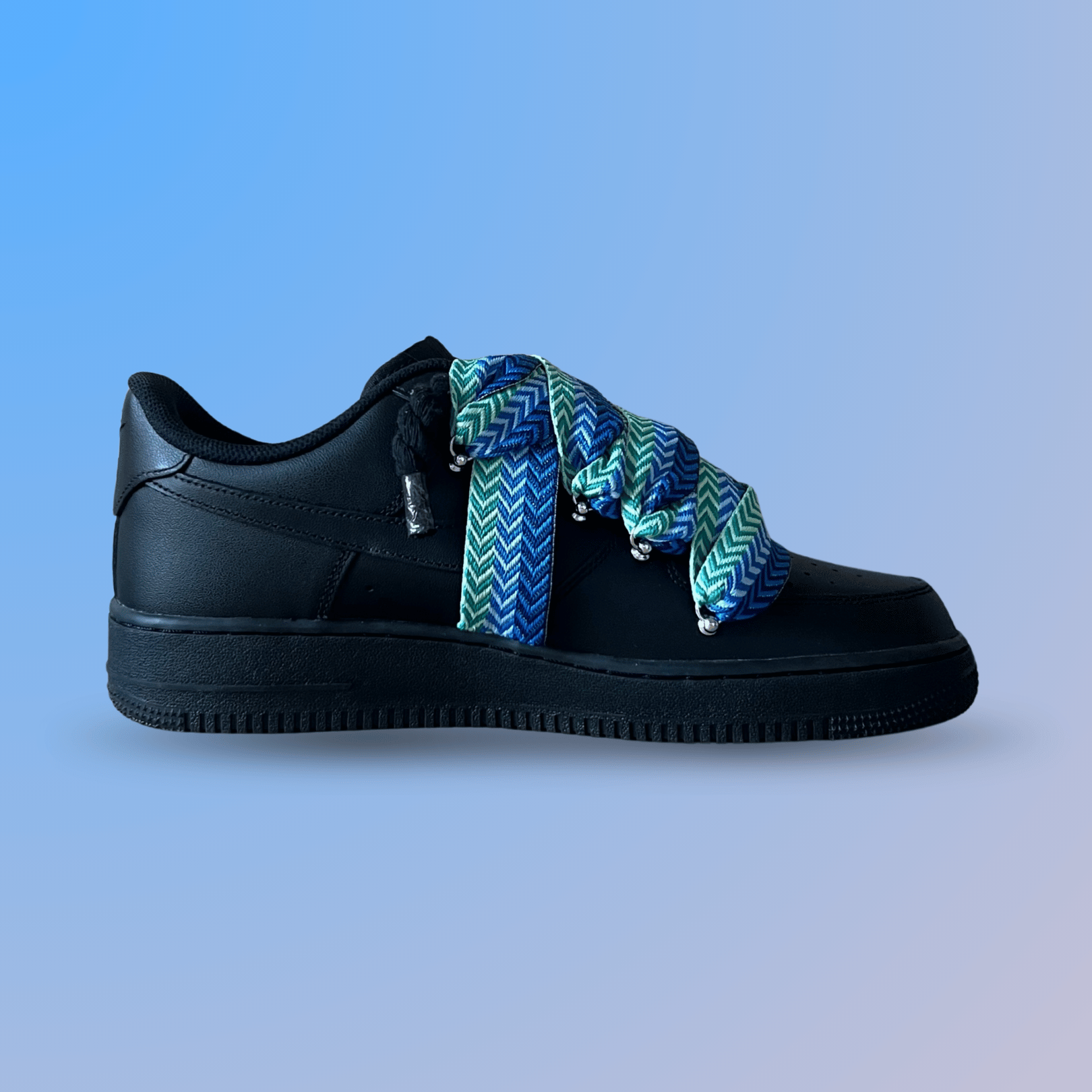Nike Air Force 1 Black Lanvin Rope Lace Blue Black