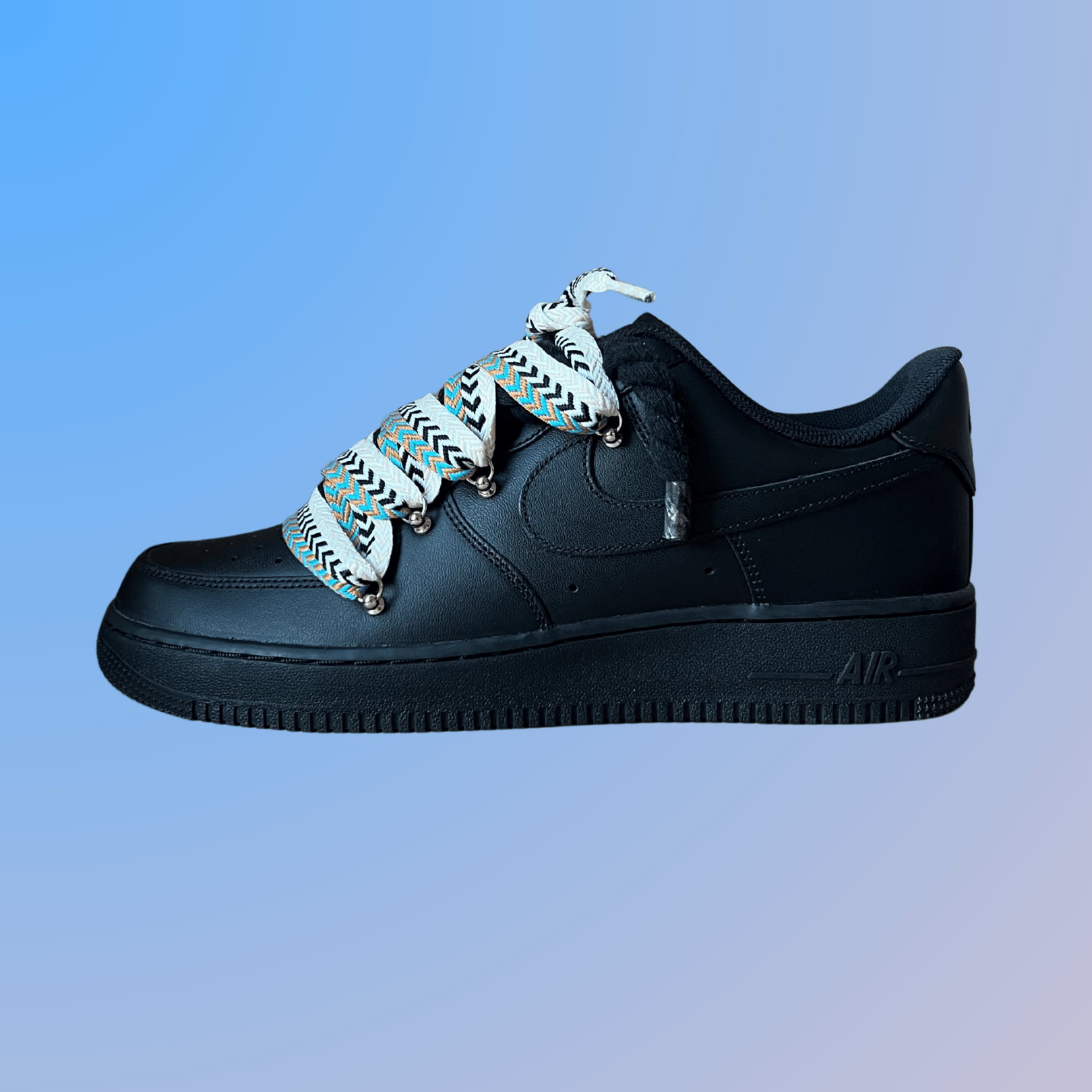 Nike Air Force 1 Black Lanvin Rope Lace (Brown Beige)