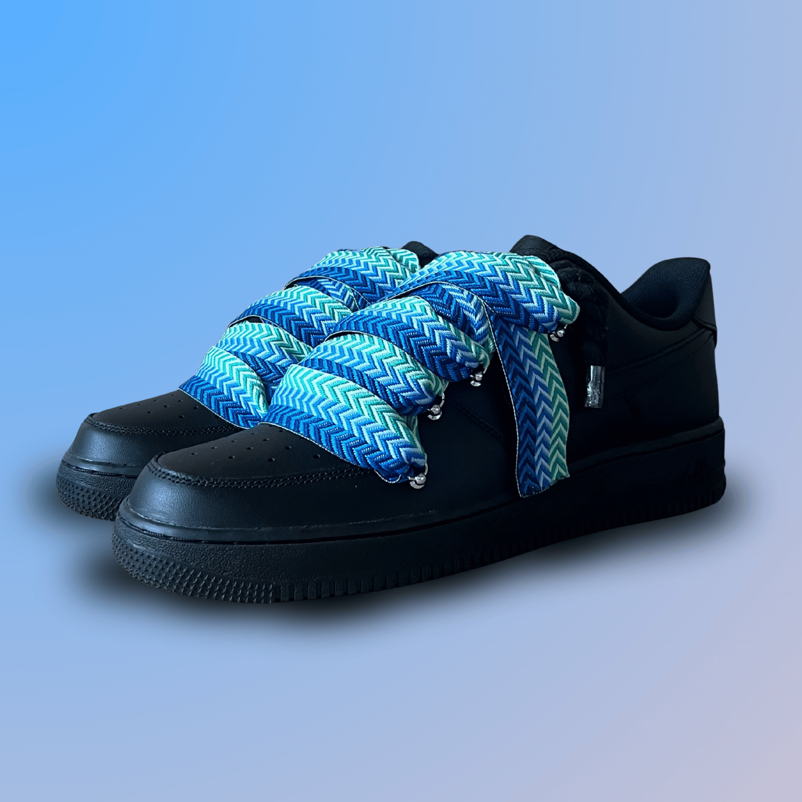 Nike Air Force 1 Black Lanvin Rope Lace Blue Black