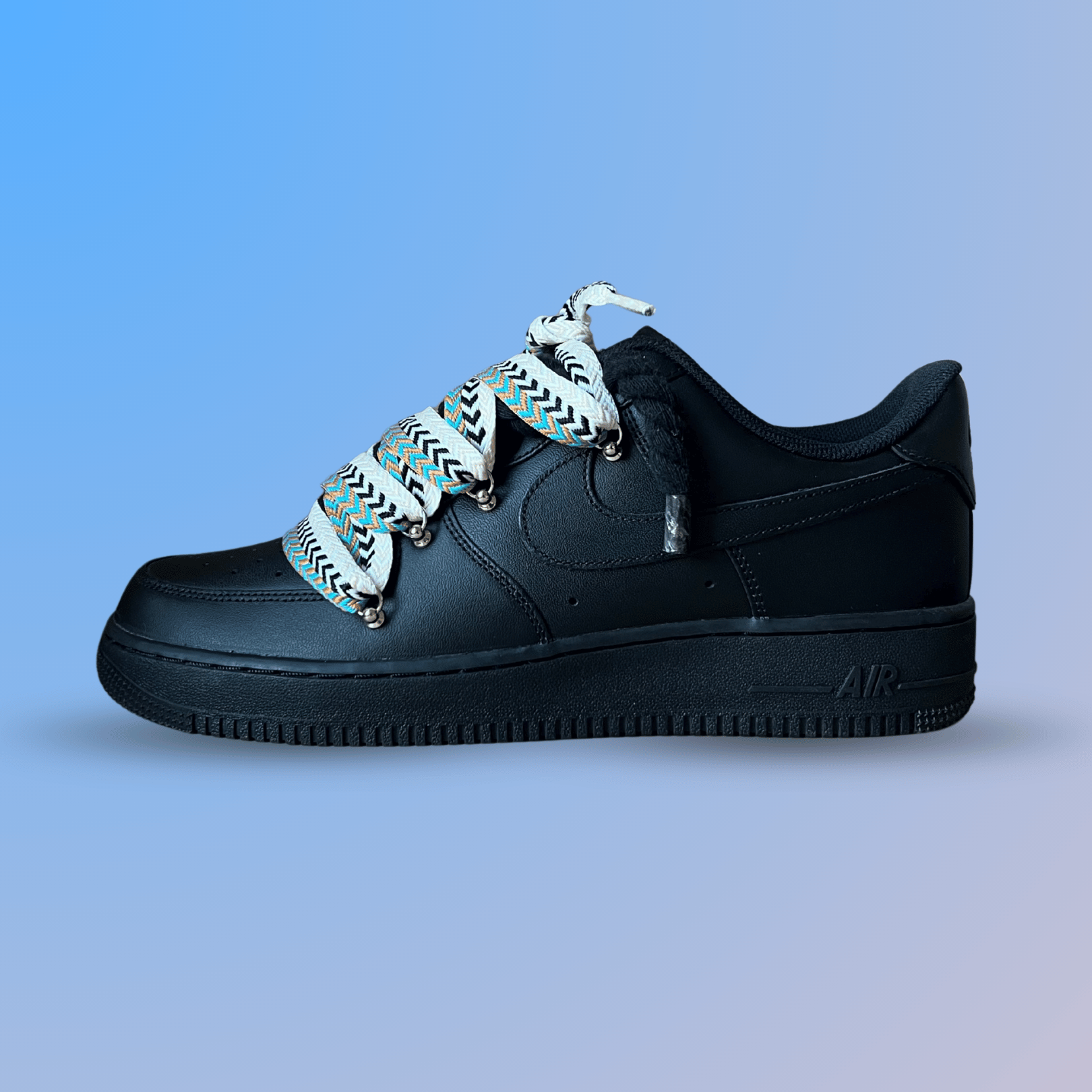 Nike Air Force 1 Black Lanvin Rope Lace Brown Beige