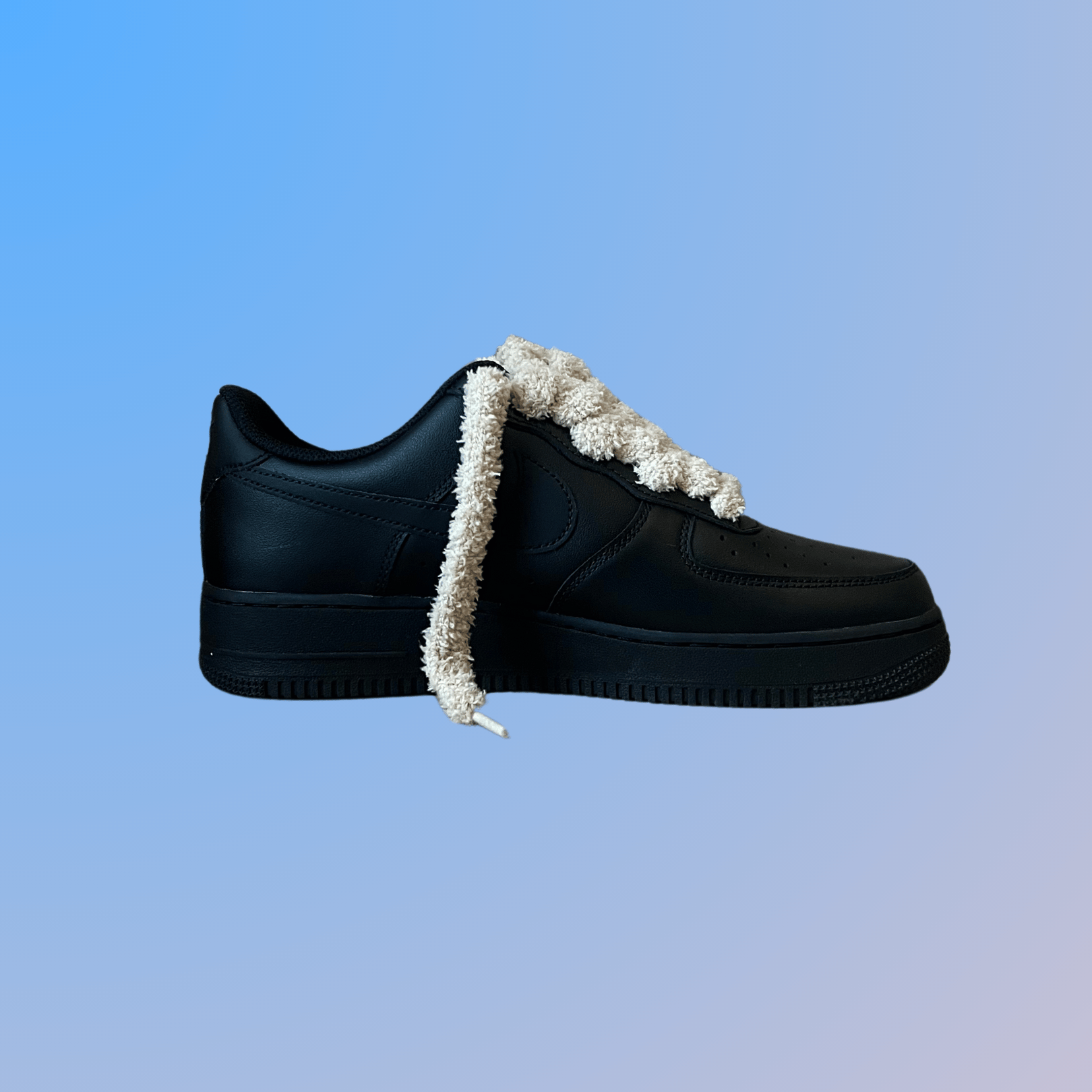 Nike Air Force 1 Black Fluffy Lace (Coral)