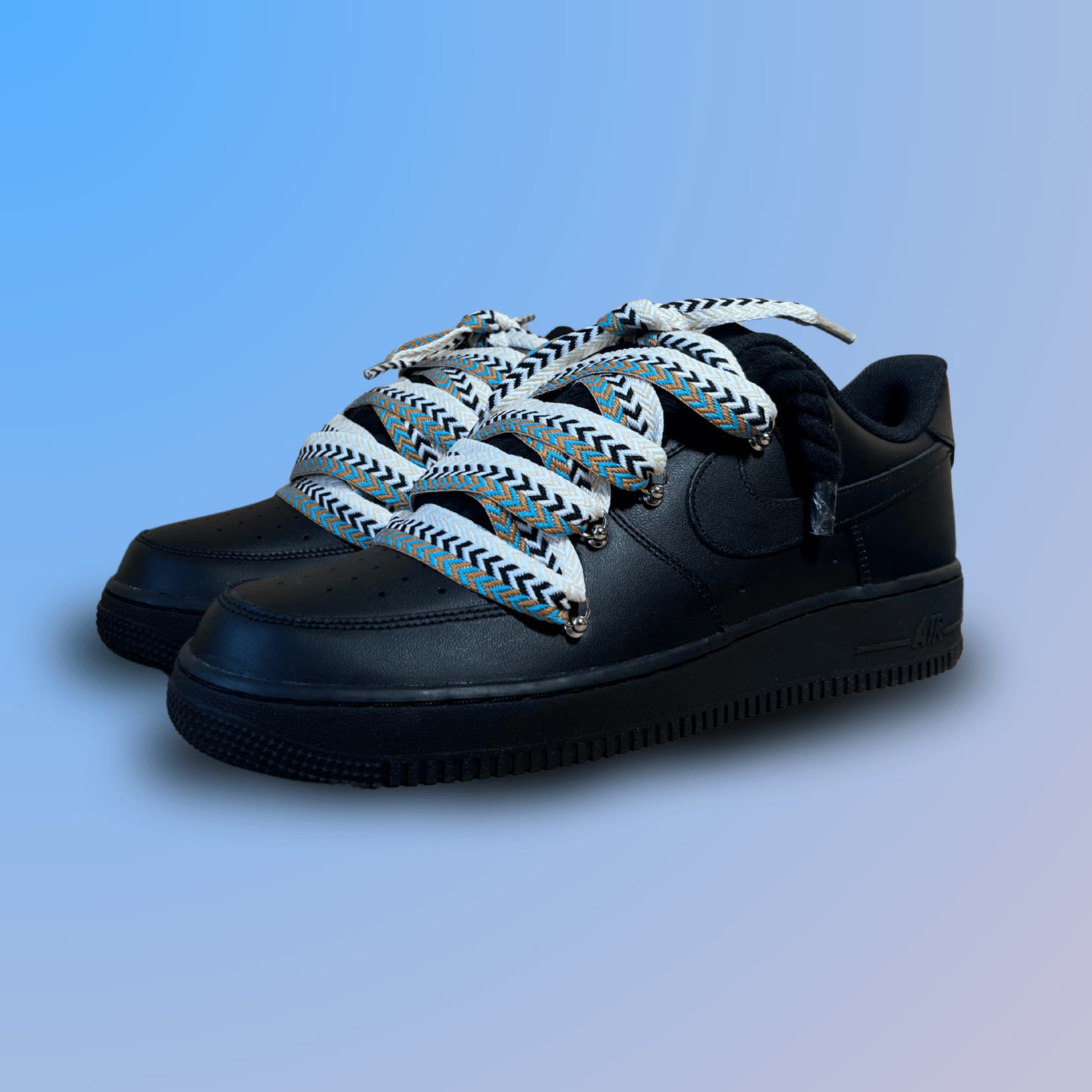 Nike Air Force 1 Black Lanvin Rope Lace Brown Beige