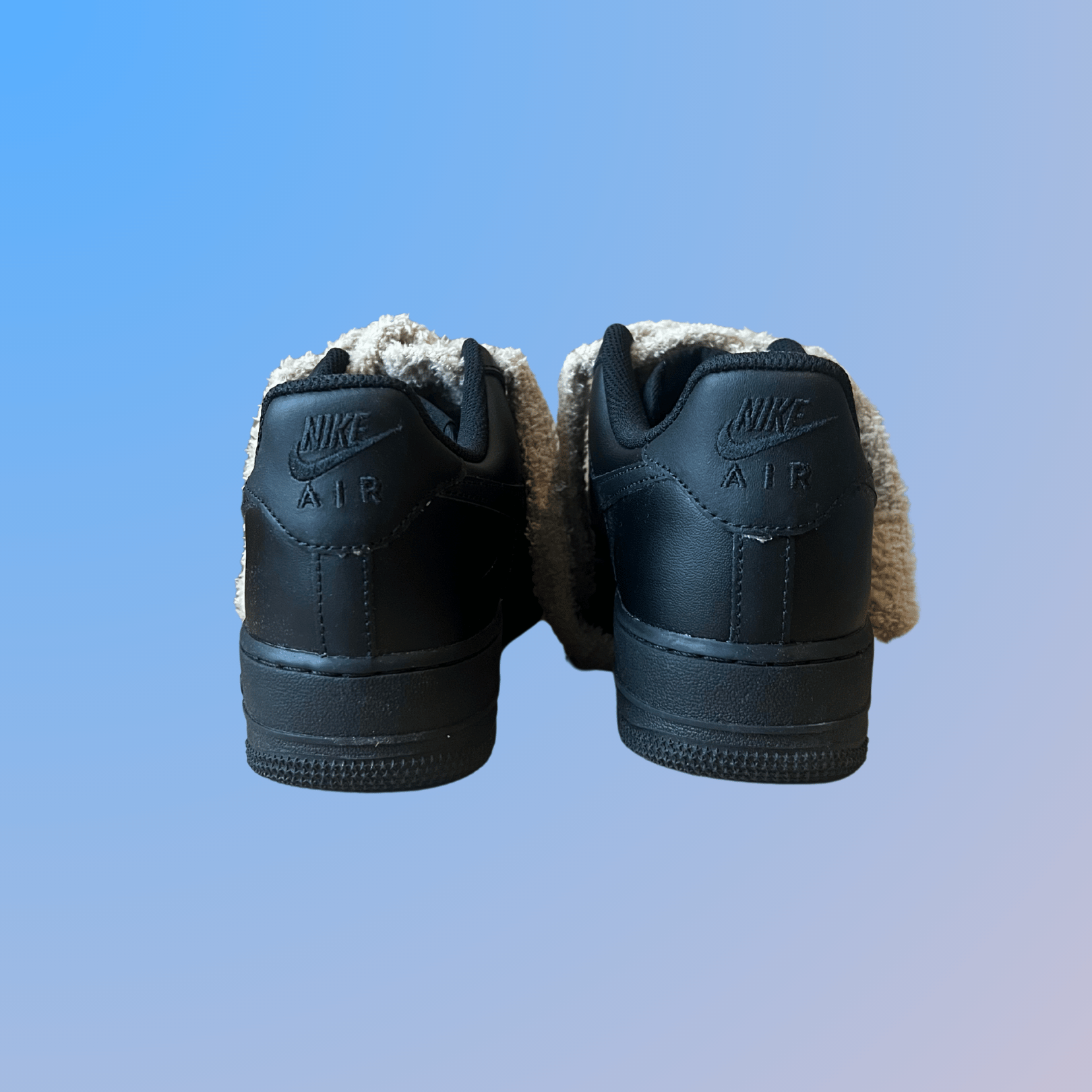 Nike Air Force 1 Black Fluffy Lace Coral