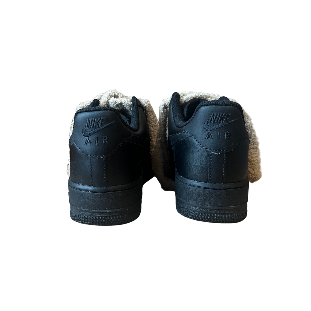 Nike Air Force 1 Black Fluffy Lace (Coral)