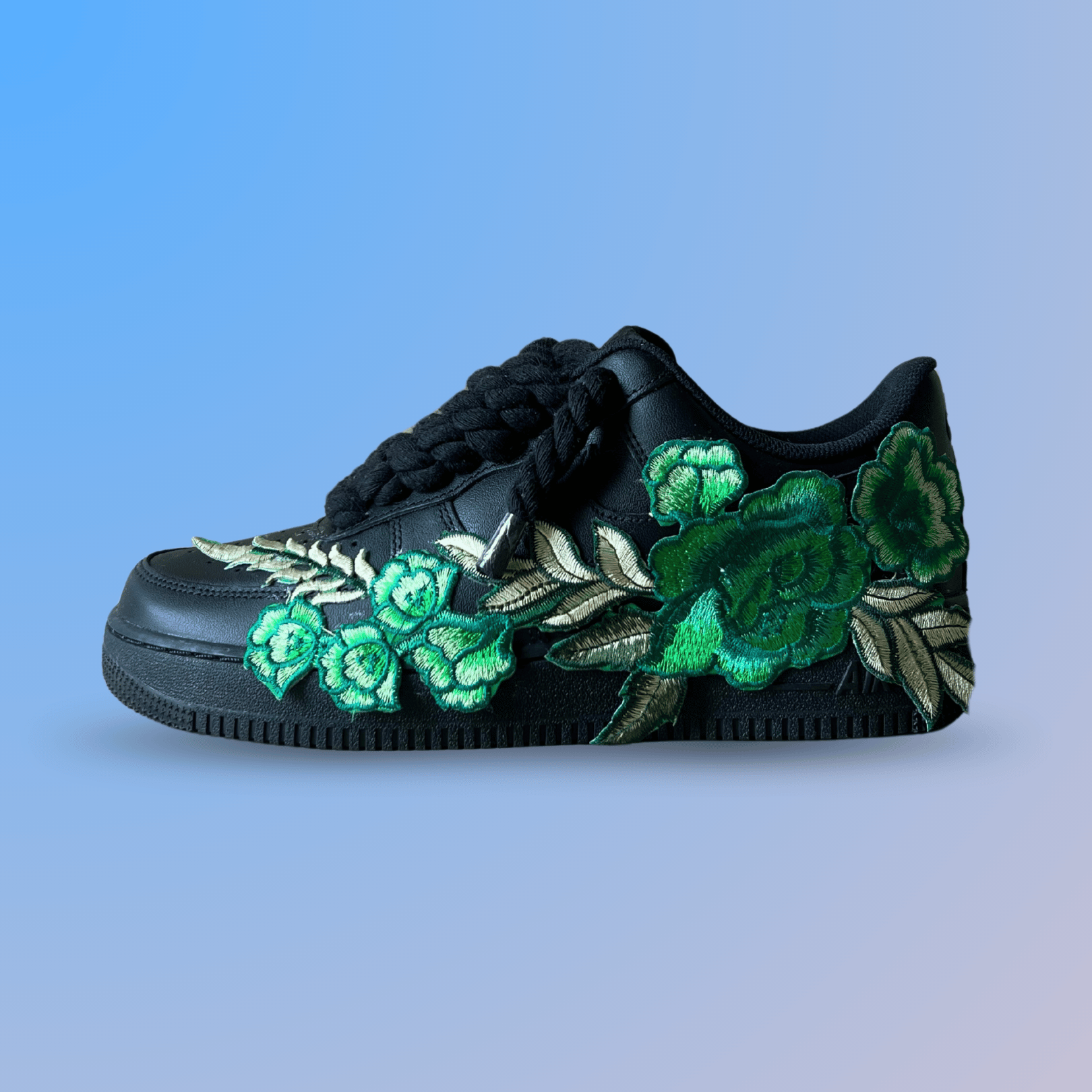 Nike Air Force 1 '07 Black Chunky Rope Lace Green Rose