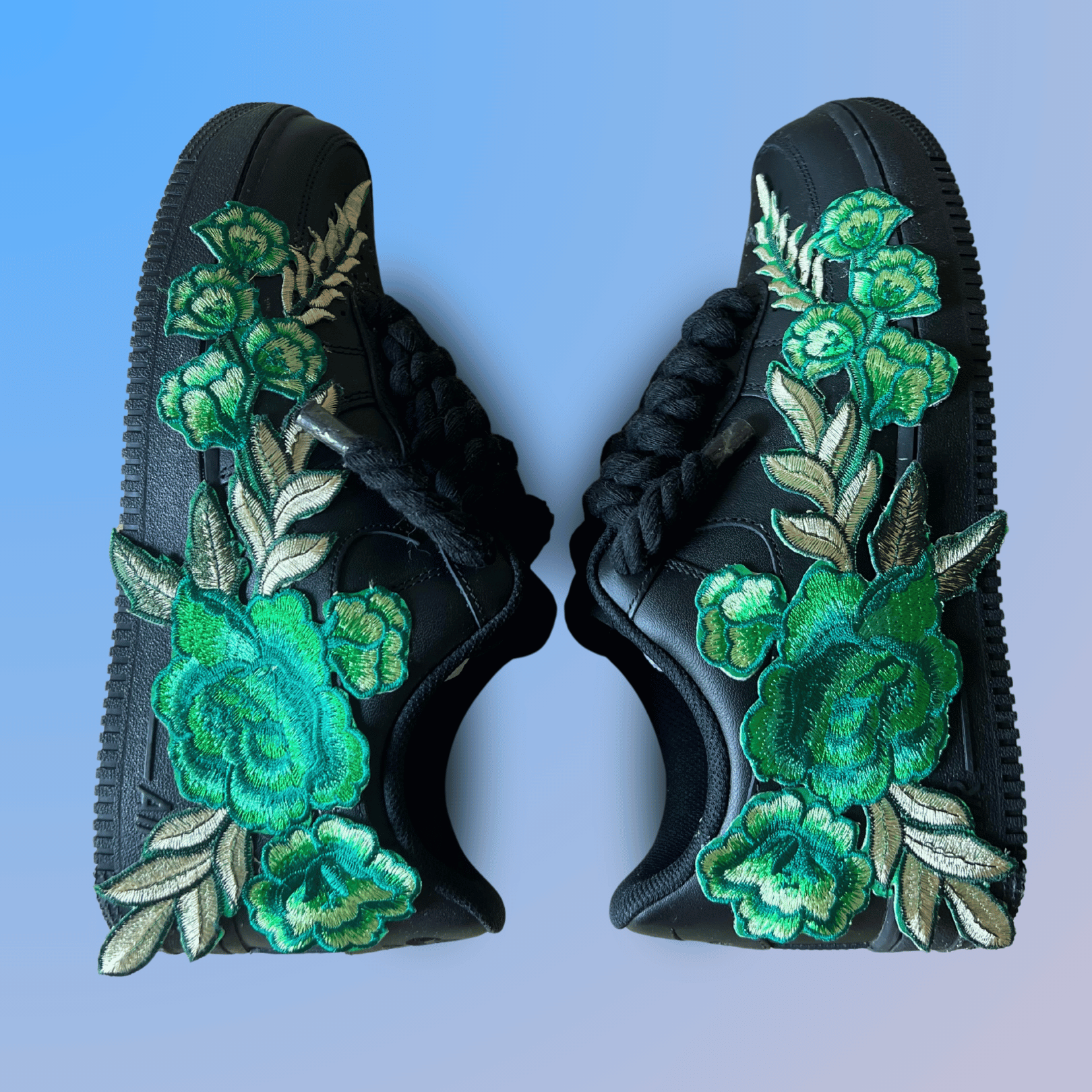 Nike Air Force 1 '07 Black Chunky Rope Lace Green Rose