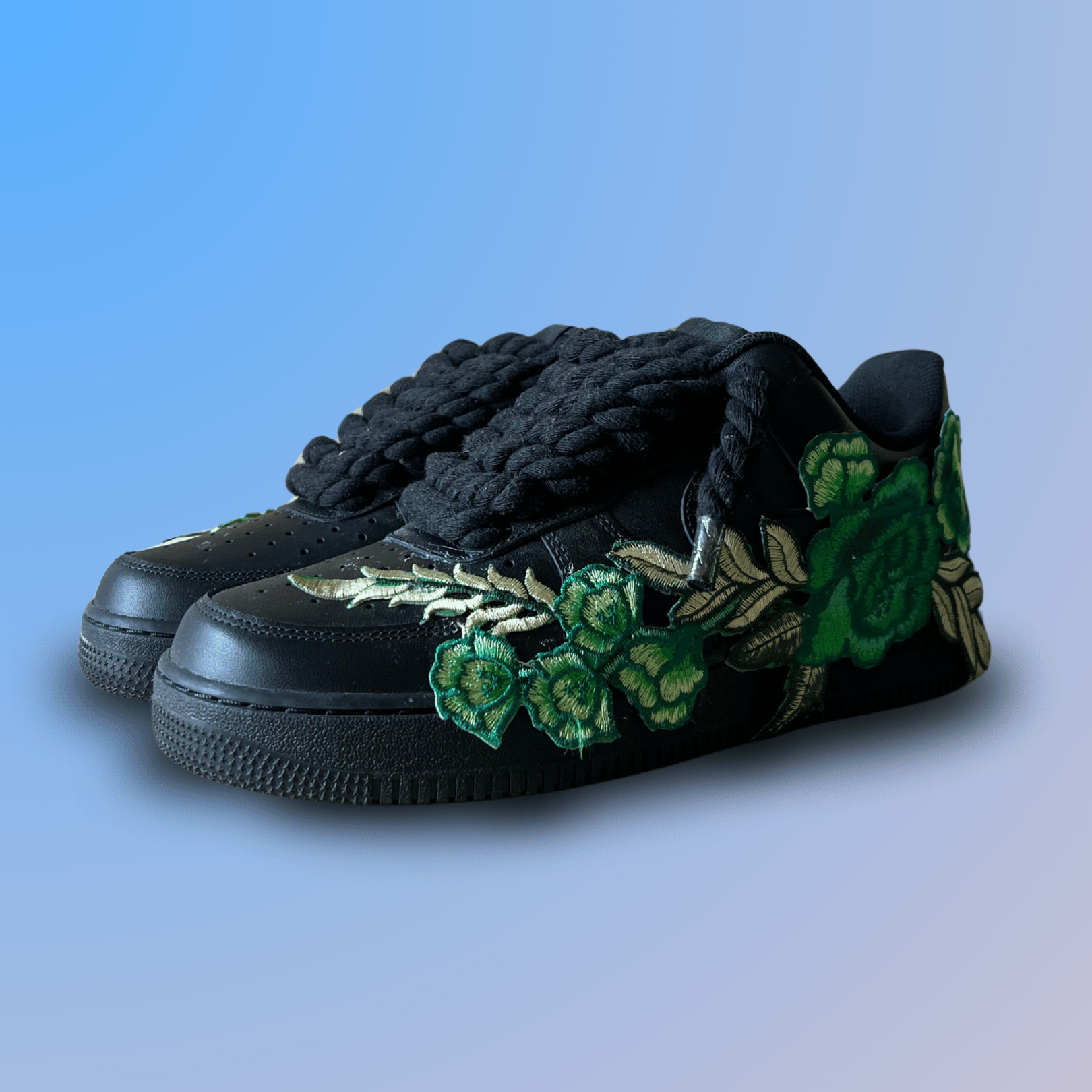 Nike Air Force 1 '07 Black Chunky Rope Lace Green Rose