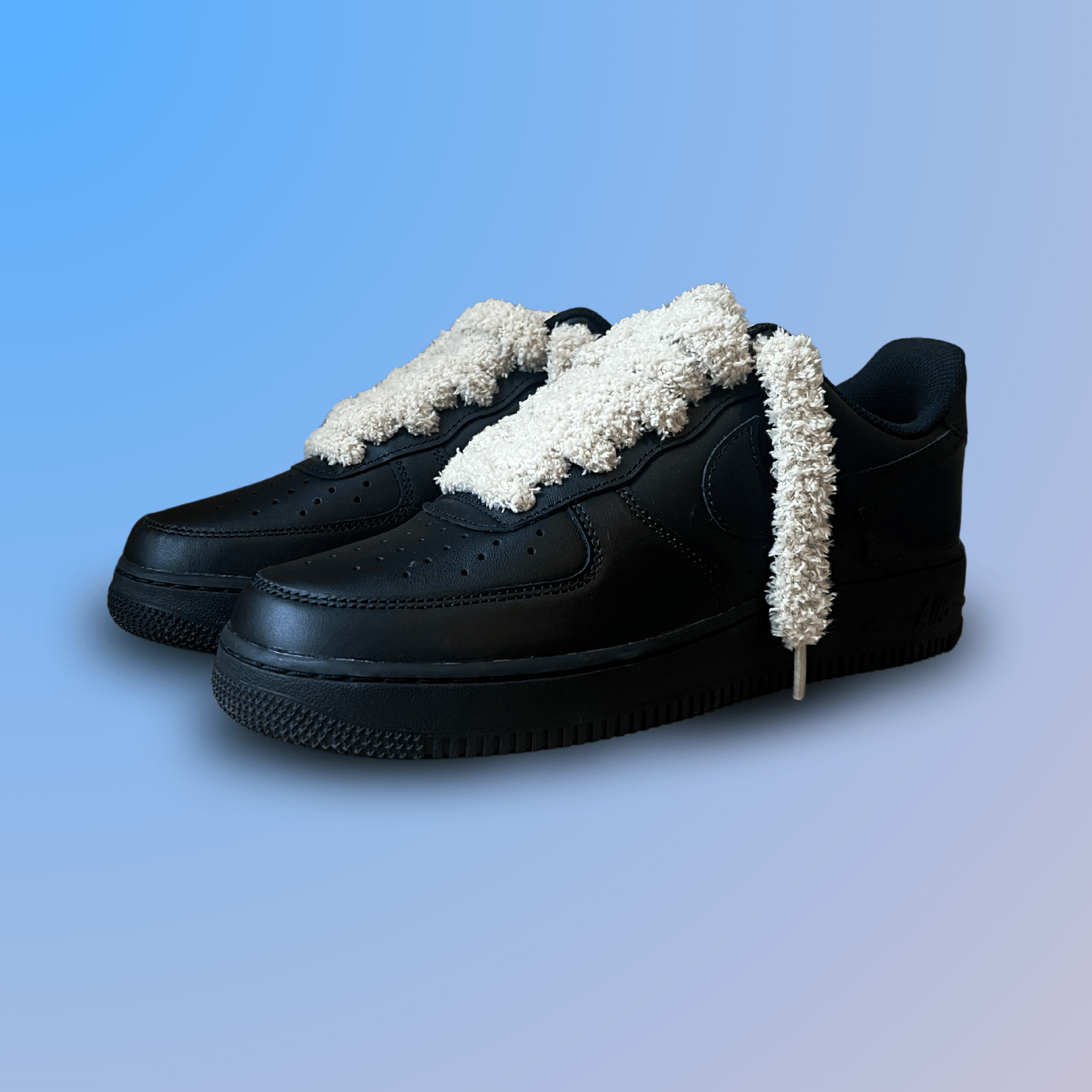 Nike Air Force 1 Black Fluffy Lace (Coral) (new)