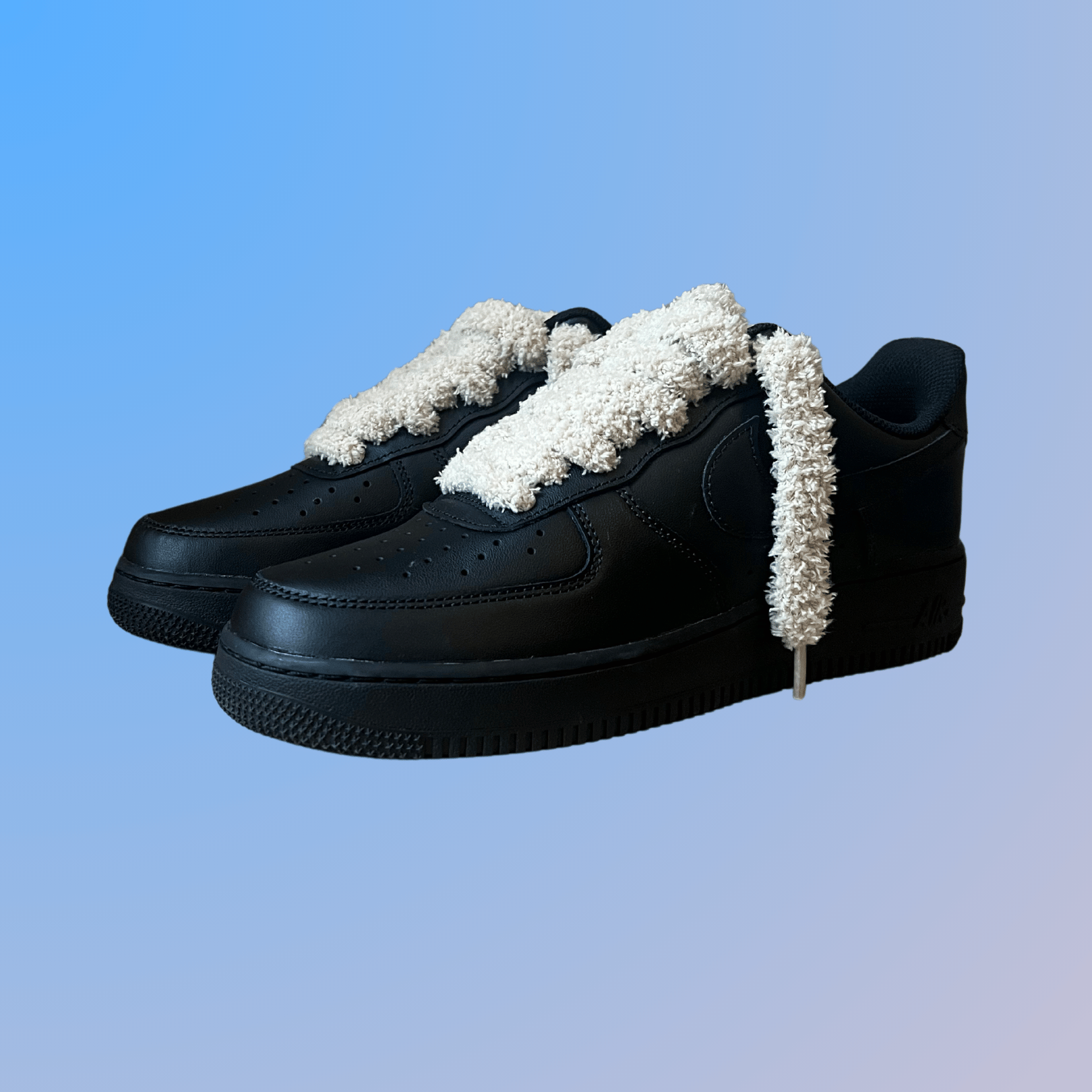 Nike Air Force 1 Black Fluffy Lace (Coral)