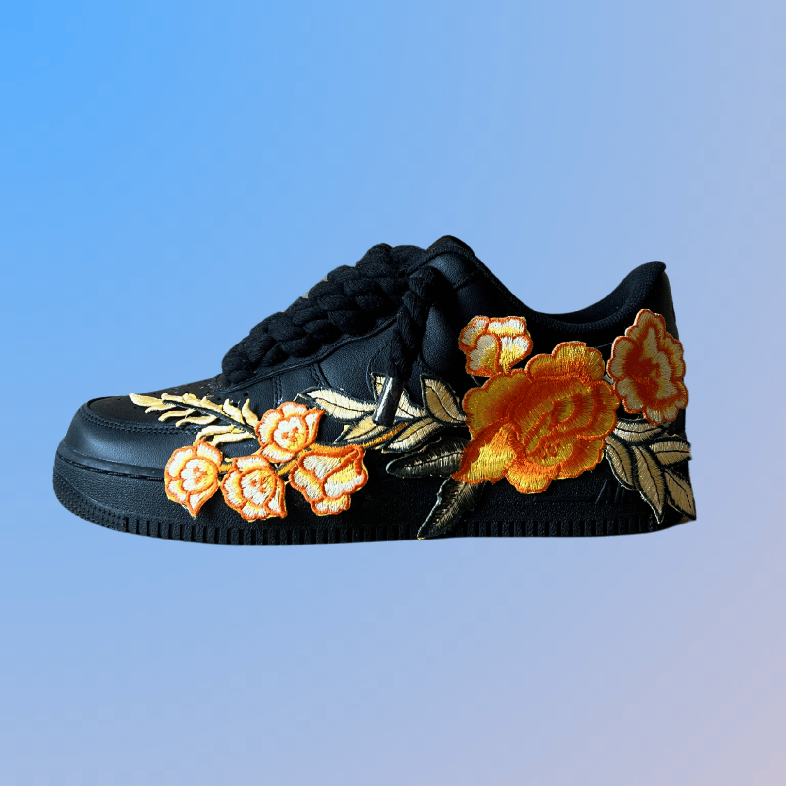 Nike Air Force 1 '07 Black Chunky Rope Lace Yellow Rose