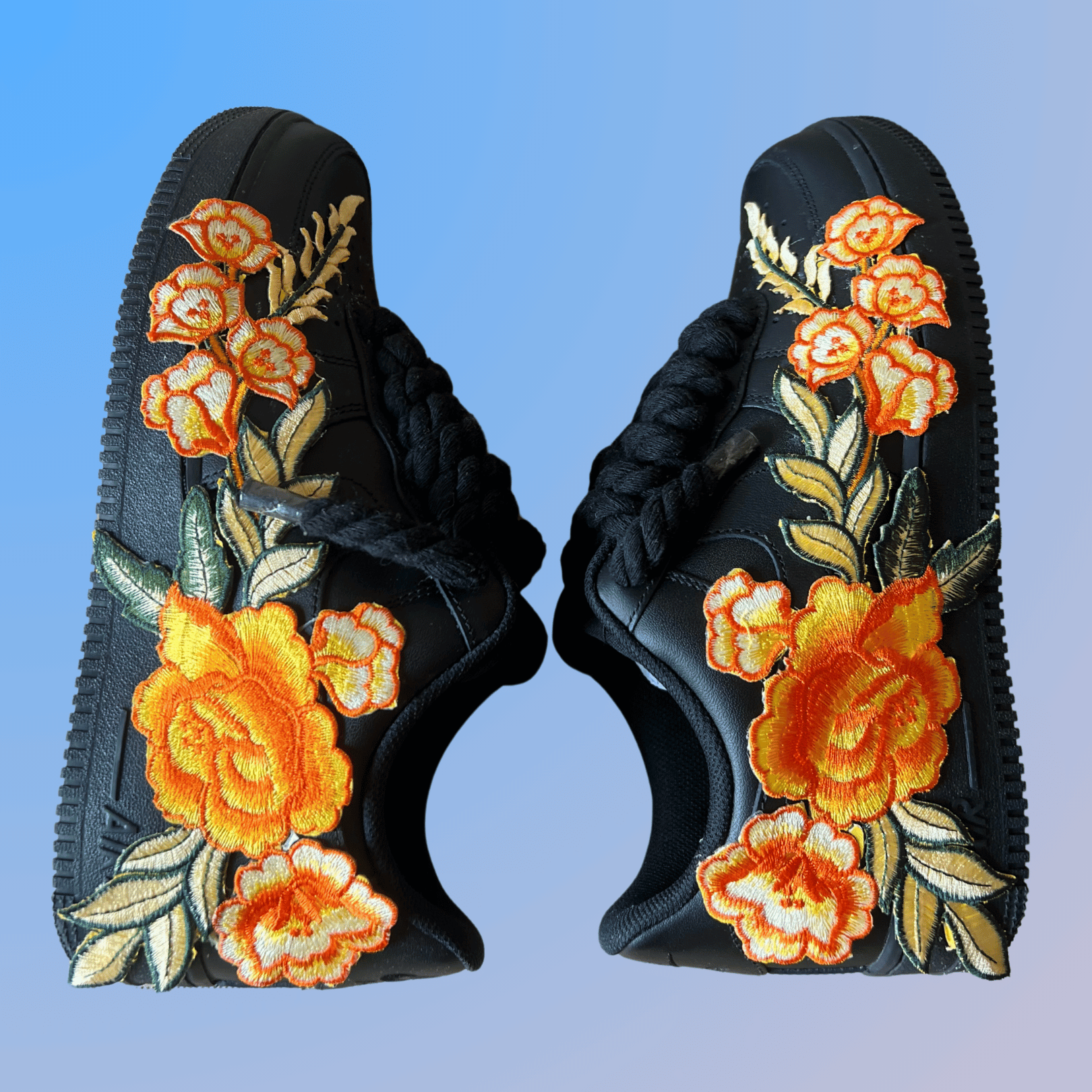 Nike Air Force 1 '07 Black Chunky Rope Lace Yellow Rose