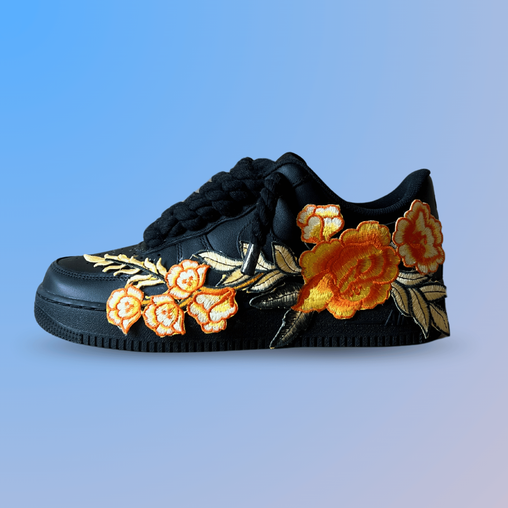 Nike Air Force 1 '07 Black Chunky Rope Lace Yellow Rose