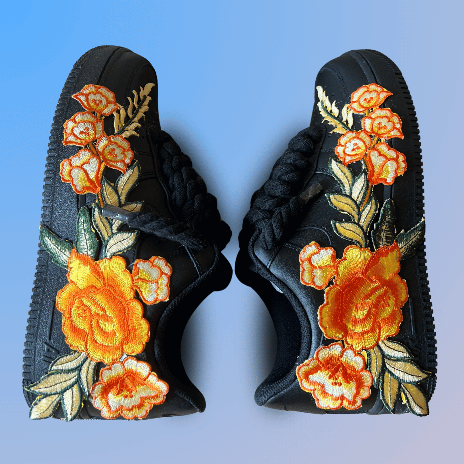 Nike Air Force 1 '07 Black Chunky Rope Lace Yellow Rose
