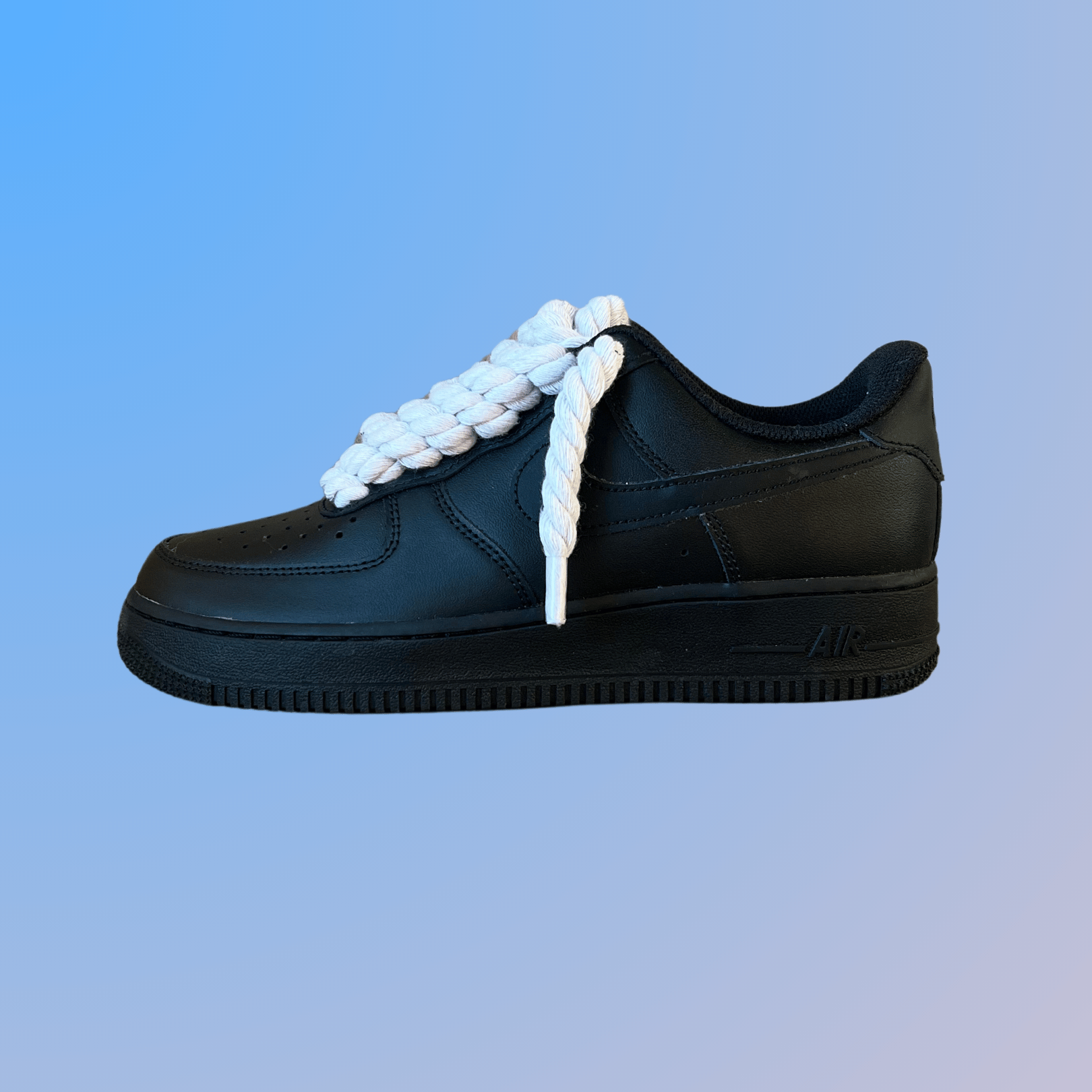 Nike Air Force 1 '07 Black Chunky Rope Lace (White) (new)