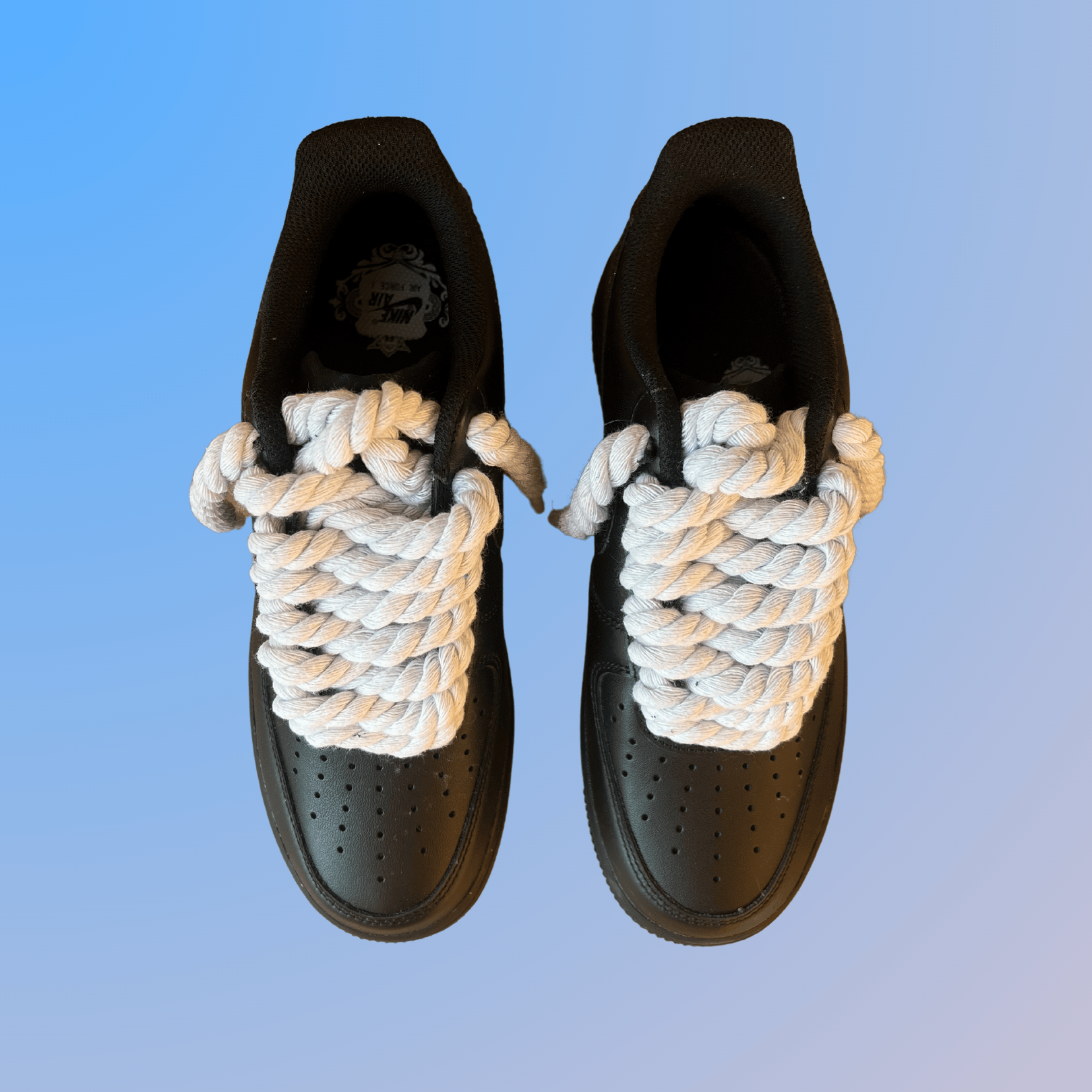 Nike Air Force 1 '07 Black Chunky Rope Lace (White) (new)