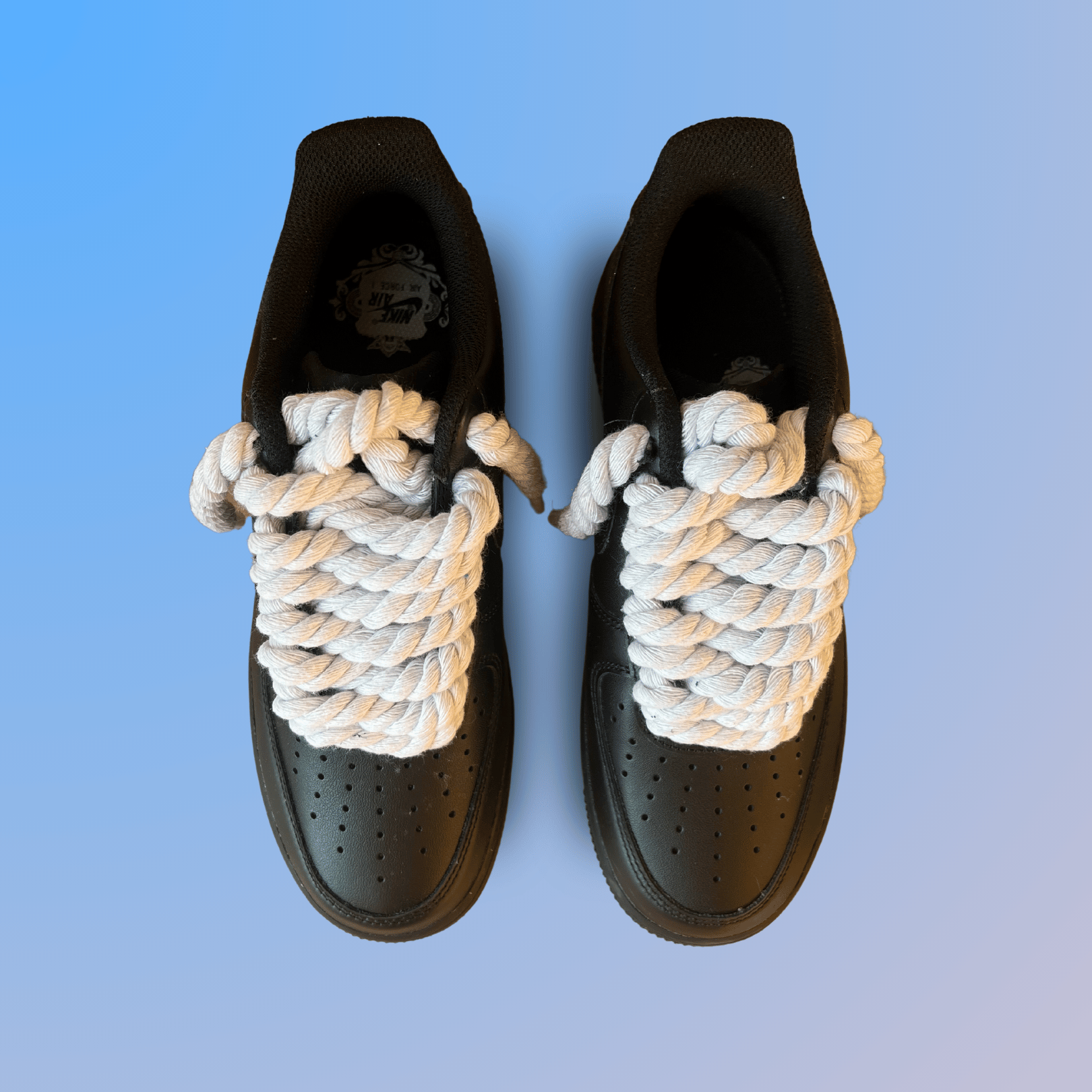 Nike Air Force 1 '07 Black Chunky Rope Lace (White) (new)