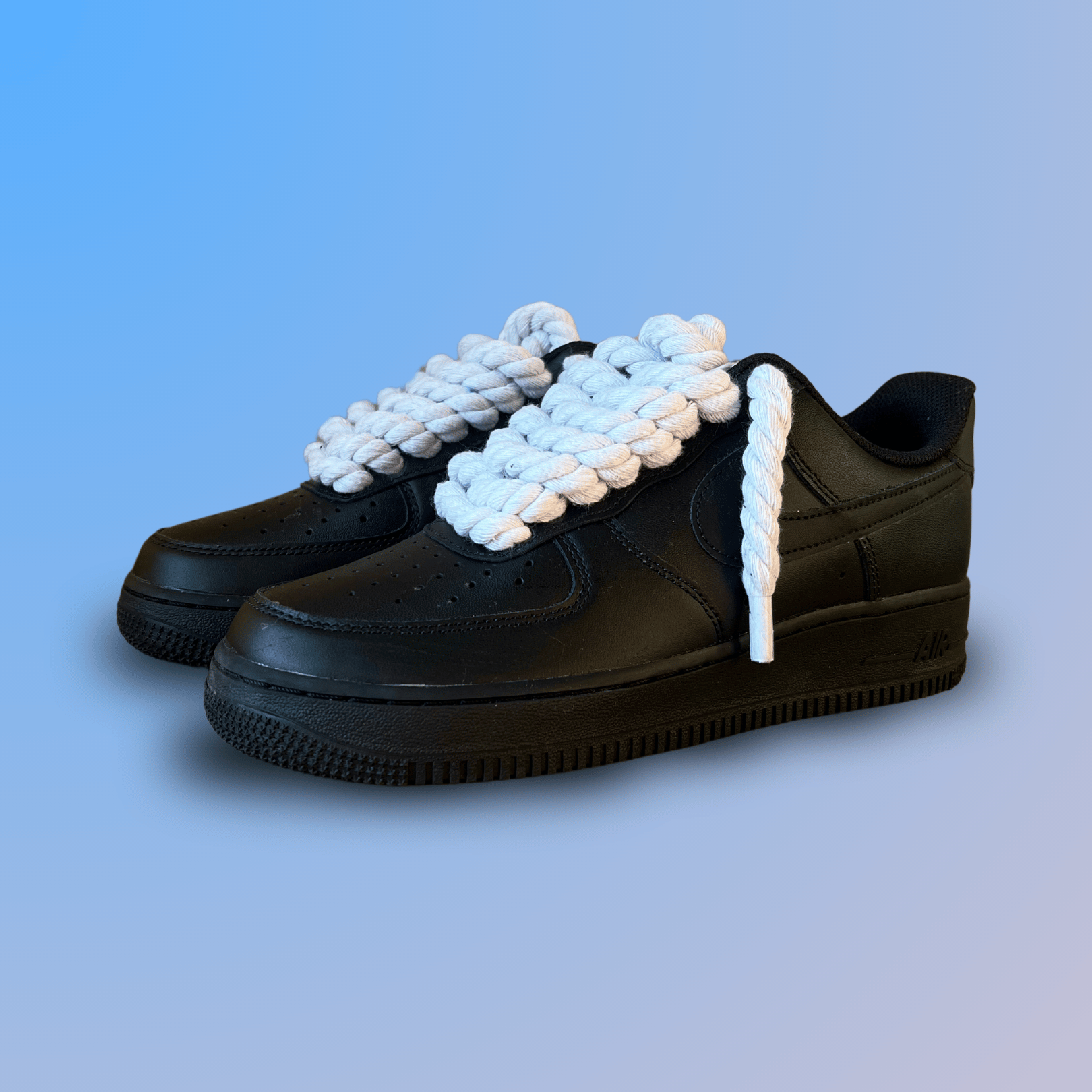Nike Air Force 1 '07 Black Chunky Rope Lace (White) (new)