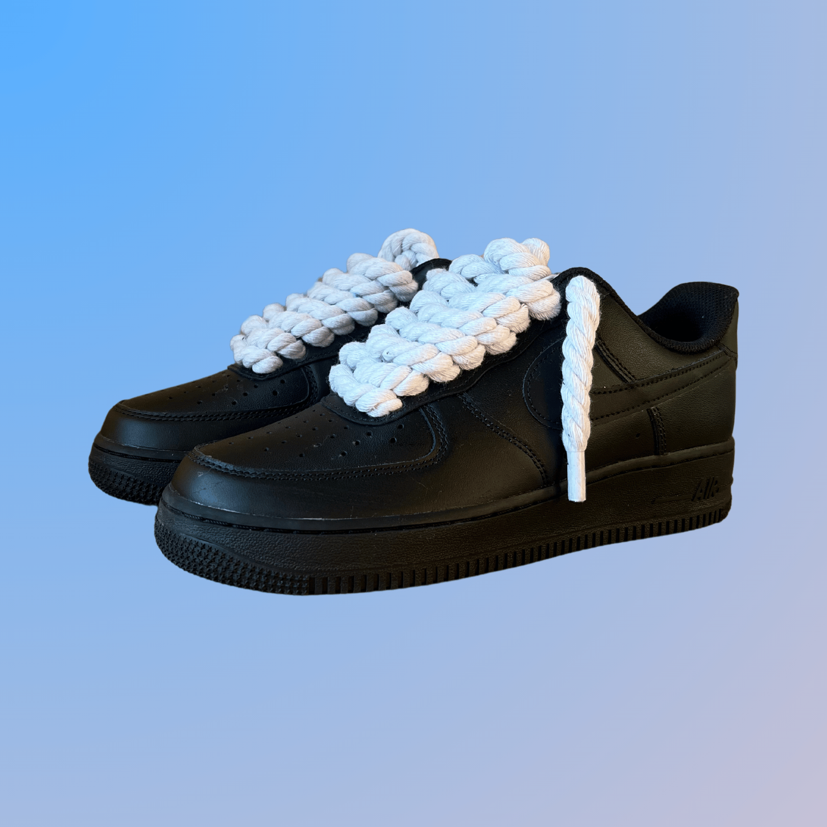 Nike Air Force 1 '07 Black Chunky Rope Lace (White) (new)